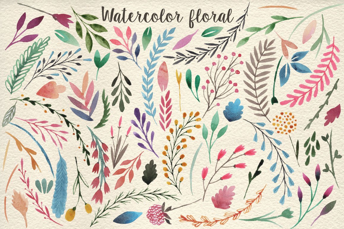 Download Иллюстрация "159 Watercolor flowers & florals - Illustration" / 159 Watercolor flowers & florals - Illustration - Иллюстрация на тему графика flower floral wedding leaf leaves logo logos invitation card rsvp save the date book cover magazine poster print gold frame