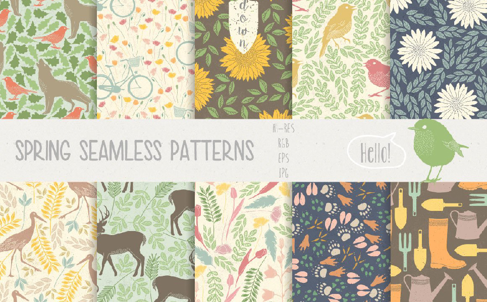 Download Иллюстрация "Spring Collection - Illustration" / Spring Collection - Illustration - Иллюстрация на тему графика element pattern texture postcard card fox animals spring invite branding social media botanical fashion abstract retro vintage stories wreath winter