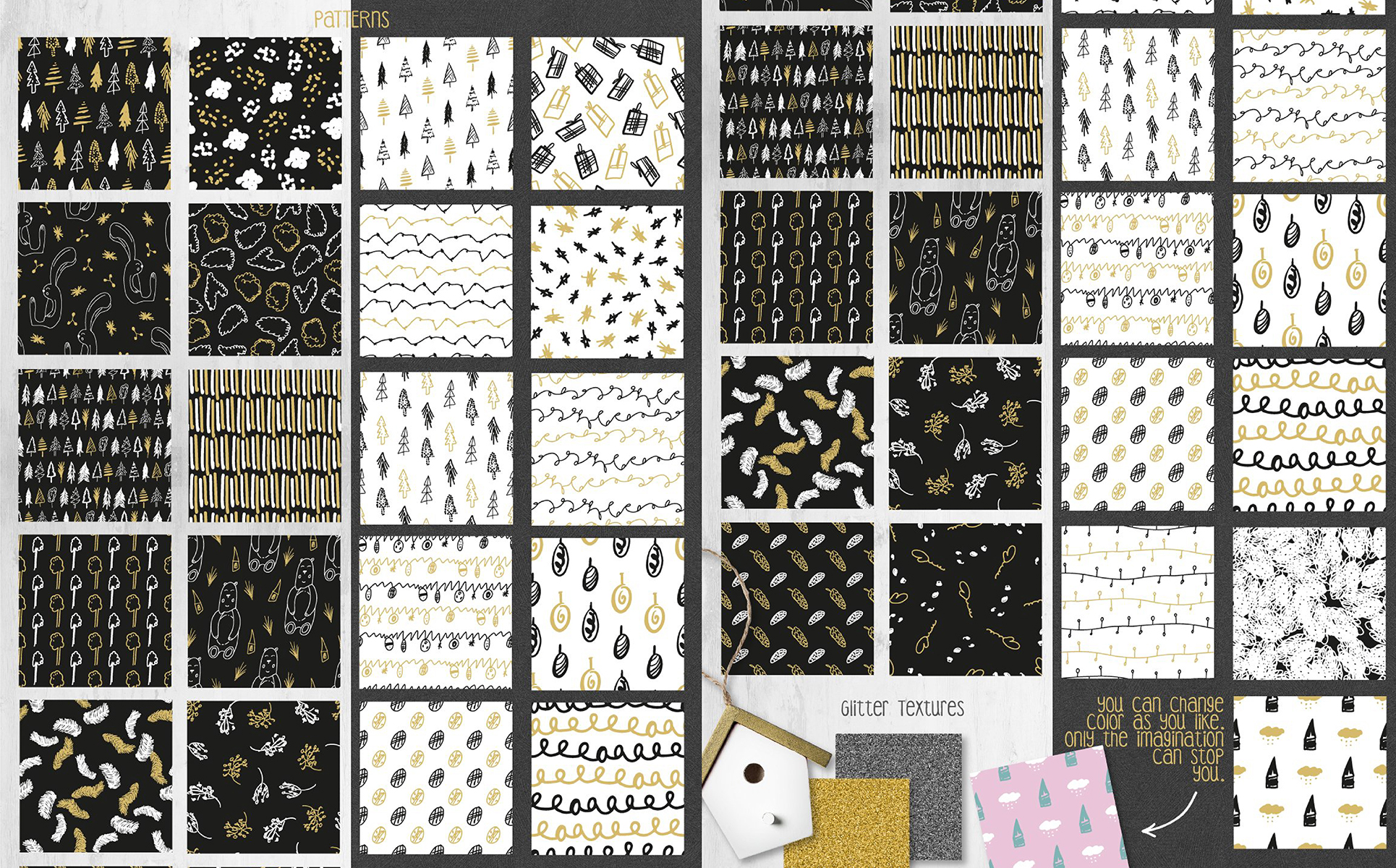 Download Pattern "Holly Jolly Collection Pattern" / Holly Jolly Collection Pattern - Pattern на тему графика holly christmas xmas new year animals rabbit tree pattern holiday winter snow leaf leaves logo logos invitation card web social