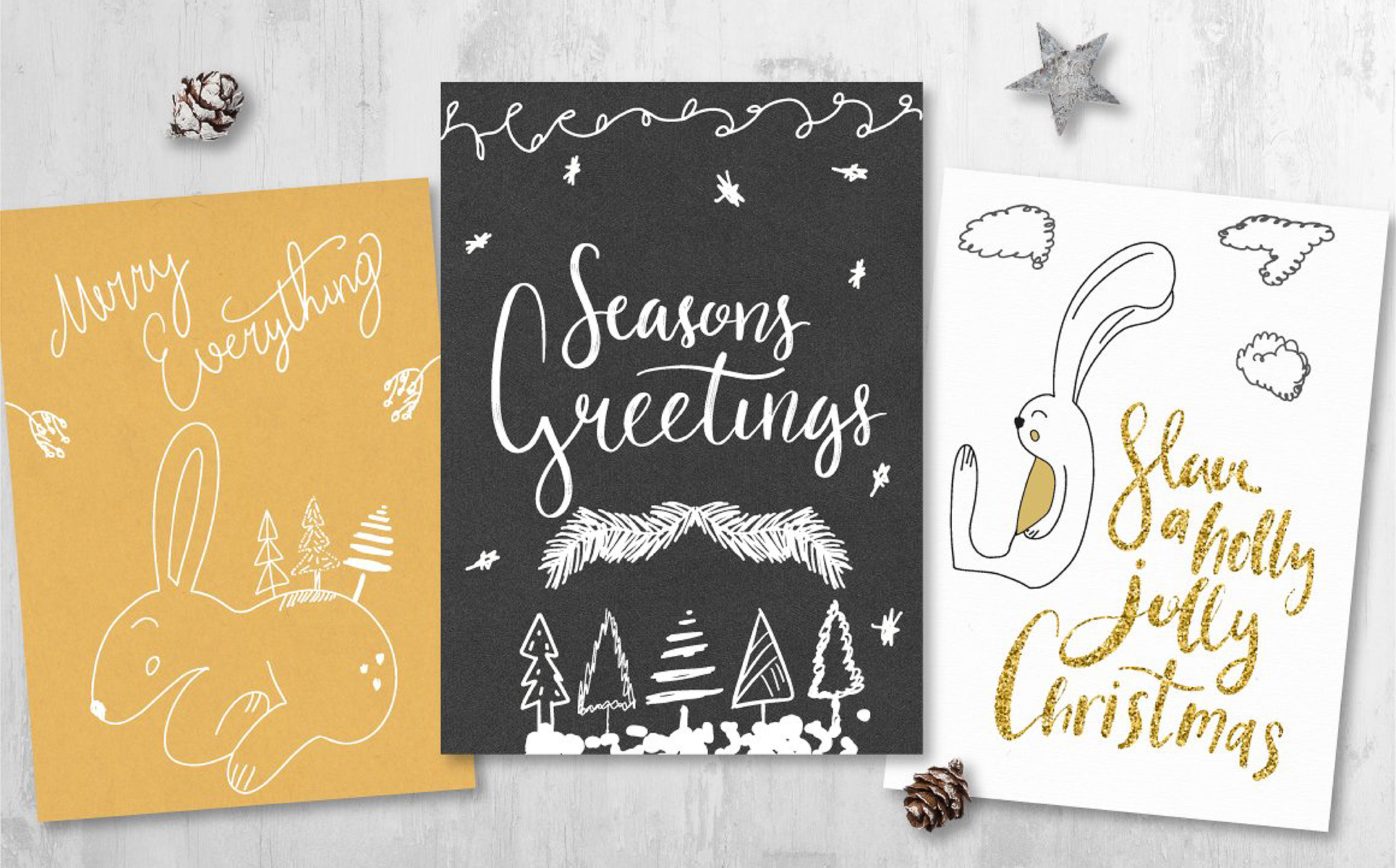 Download Pattern "Holly Jolly Collection Pattern" / Holly Jolly Collection Pattern - Pattern на тему графика holly christmas xmas new year animals rabbit tree pattern holiday winter snow leaf leaves logo logos invitation card web social