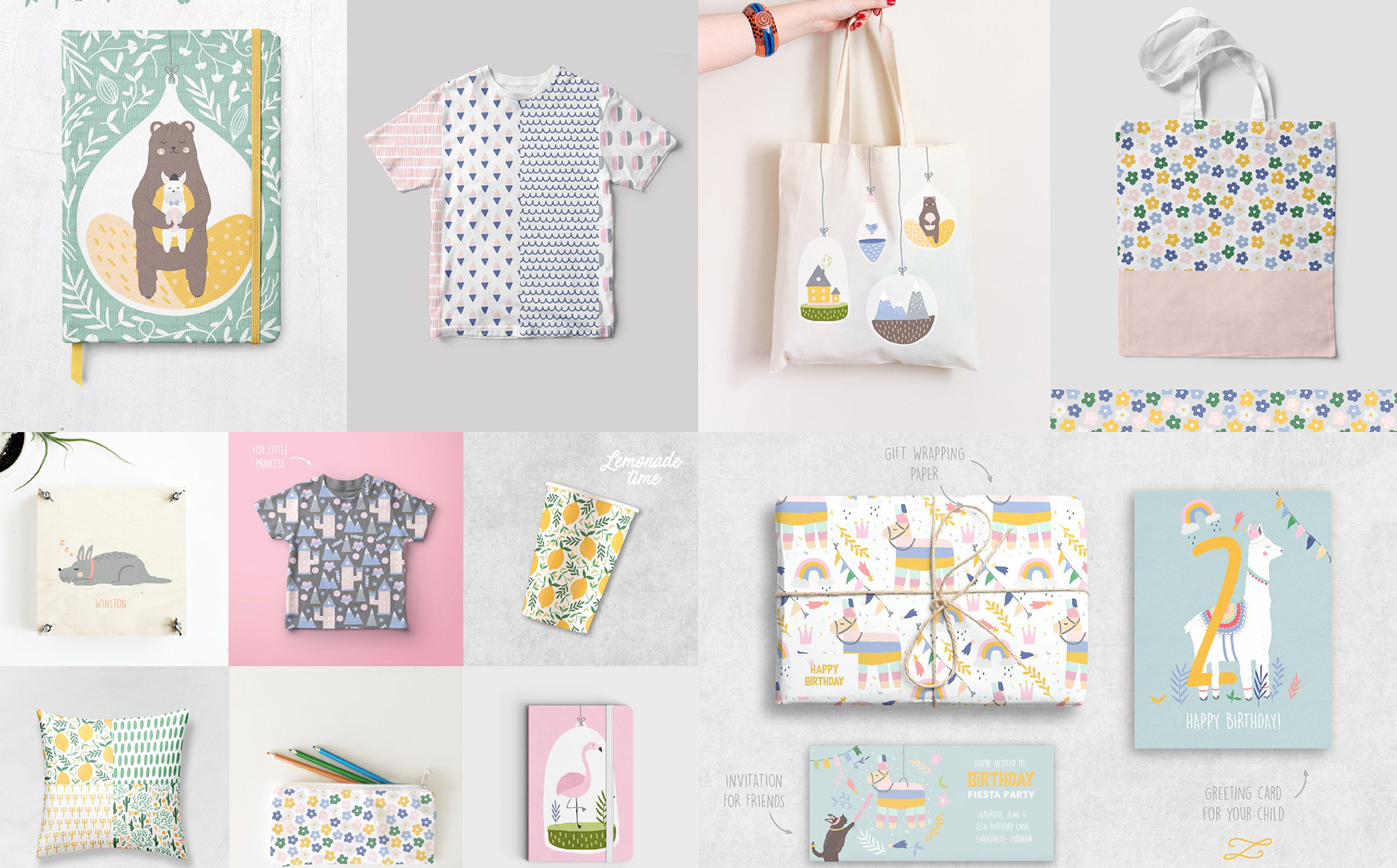 Download Иллюстрация "Very Friendly Collection - Illustration" / Very Friendly Collection - Illustration - Иллюстрация на тему графика plants decorative elements pattern friends party birthday castle princess unicorn llama rainbow bear animals cactus magic logo logos kids baby