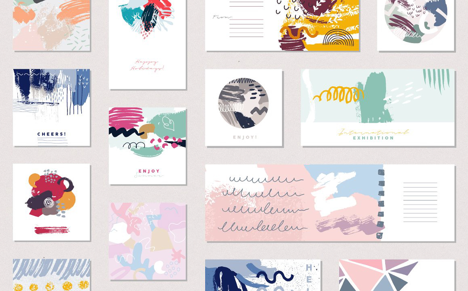 Download Иллюстрация "Artistic Toolkit - Illustration" / Artistic Toolkit - Illustration - Иллюстрация на тему графика abstract shape line circle object dry brush pattern card postcard print poster photo pillow pod artistic summer spring holiday invite