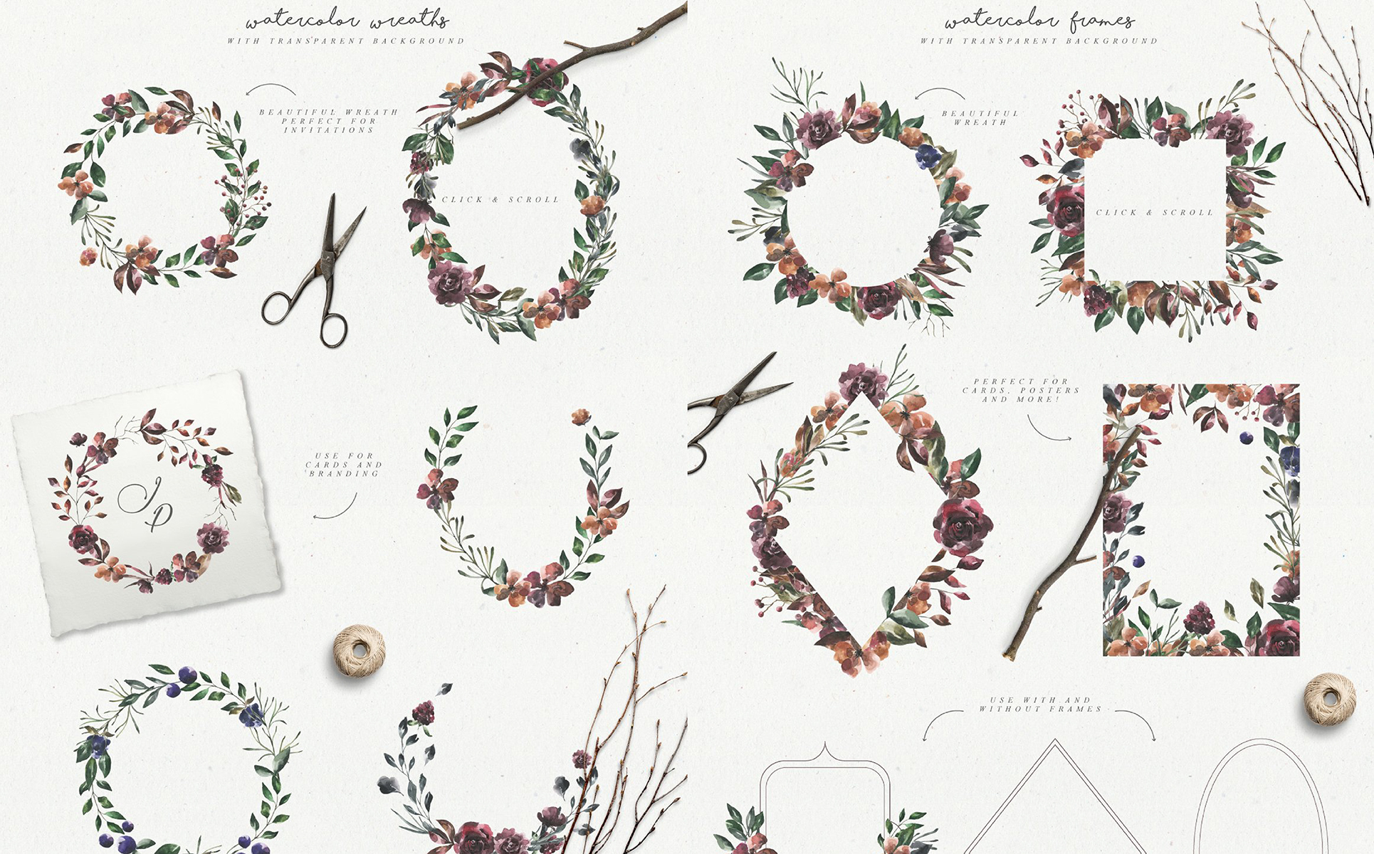 Download Иллюстрация "Her Flowers Watercolor Collection - Illustration" / Her Flowers Watercolor Collection - Illustration - Иллюстрация на тему графика flower flowers shape watercolor watercolour elements illustration bouquet plant wreath frame compositions card logo floral magazine poster print book cover