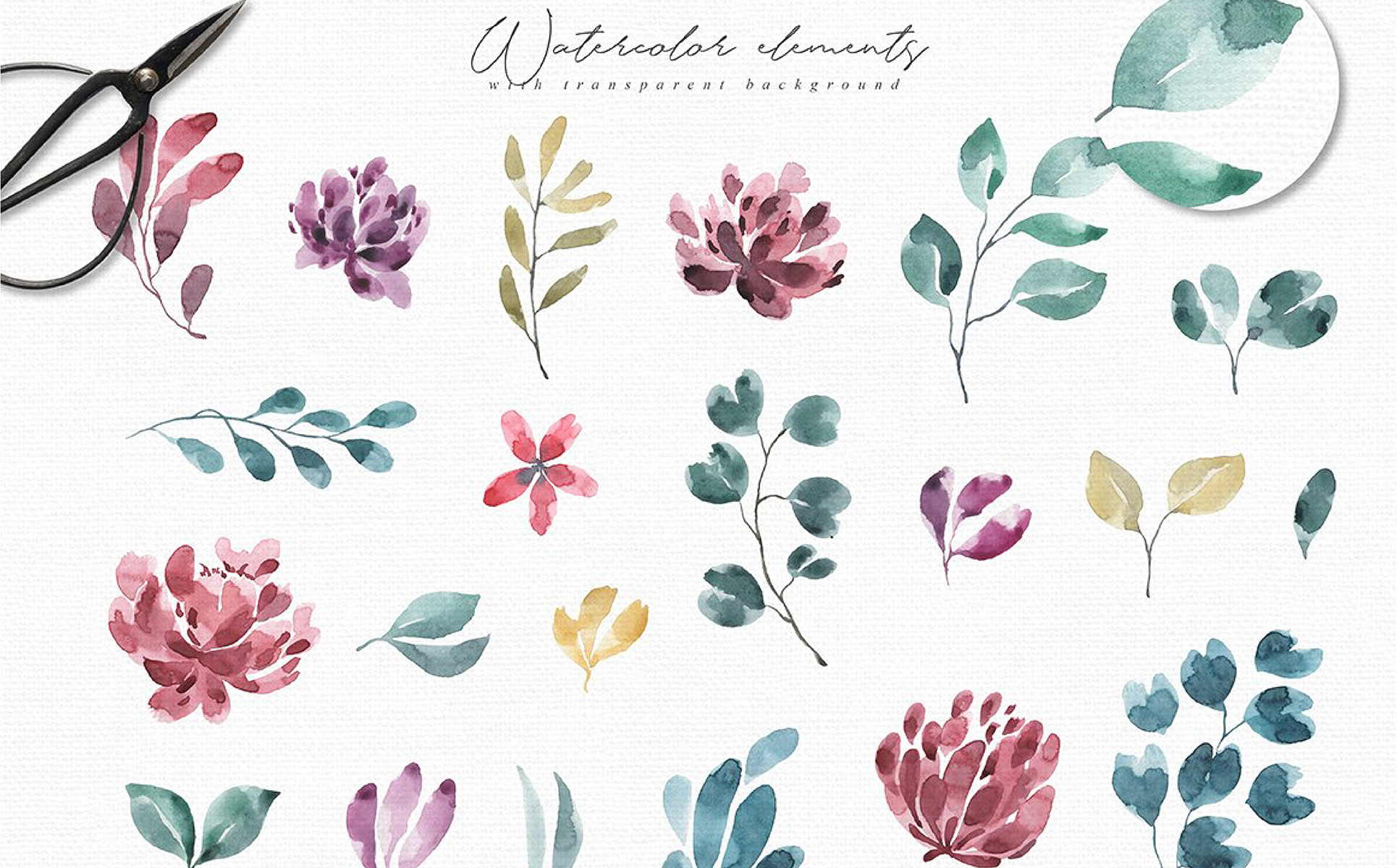 Download Иллюстрация "Blossoms Collection - Illustration" / Blossoms Collection - Illustration - Иллюстрация на тему графика blooming blossoms flower watercolor watercolour pattern seamless wedding leaf leaves logo logos invitation card rsvp summer spring holiday invite branding