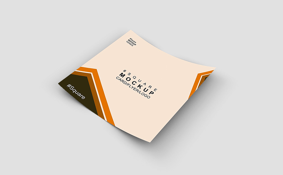 Download Мокап для продукта "Square card on a flat surface product mockup" / Square card on a flat surface product mockup - Мокап для продукта на тему графика card square logo flyer leaflet booklet