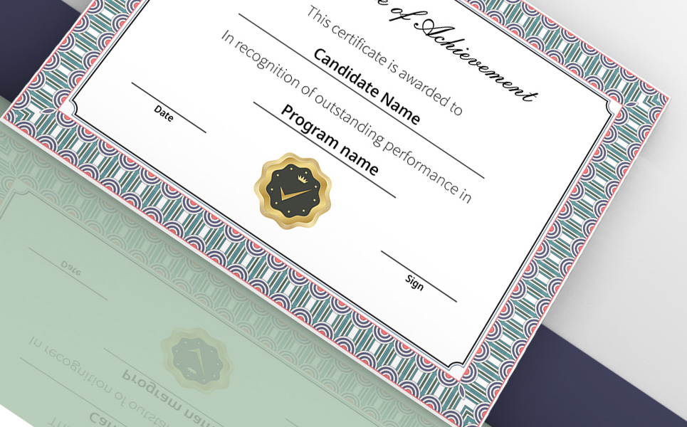 Download Шаблон сертификата "Beautiful Simple Certificate Template" / Beautiful Simple Certificate Template - Шаблон сертификата на тему графика certifiate award acheivement completion document pride performance