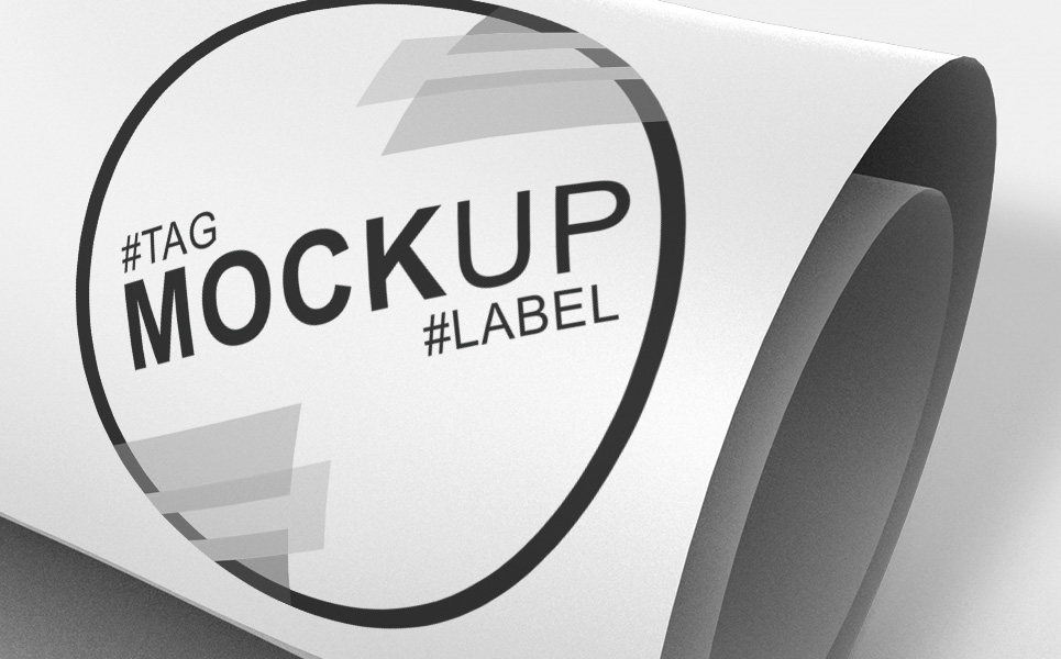 Curled paper logo and label product mockup