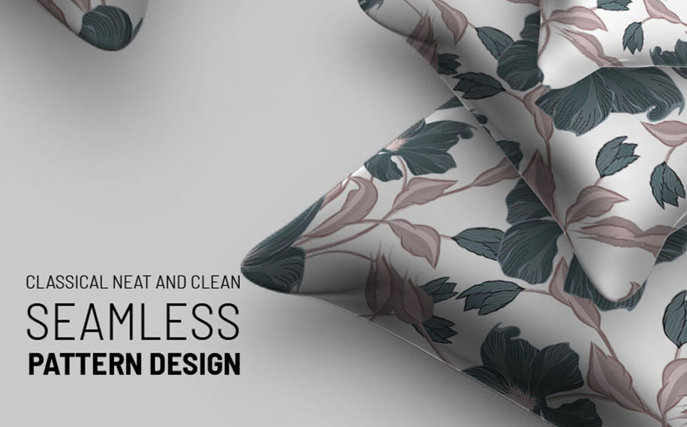 Download Pattern "Classic flowers with branches seamless design Pattern" / Classic flowers with branches seamless design Pattern - Pattern на тему графика 