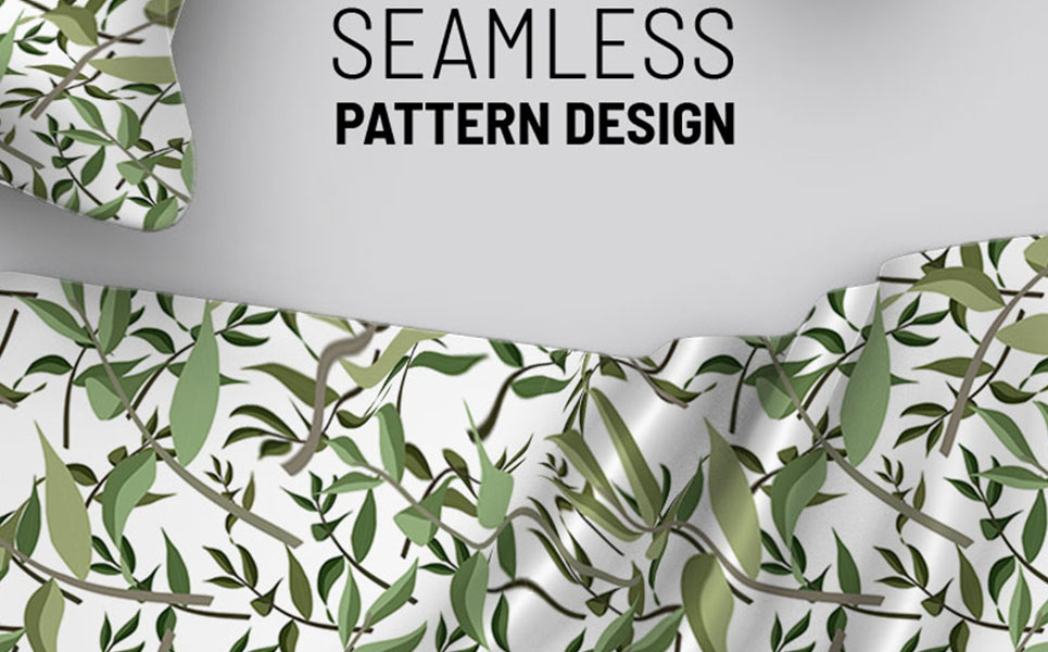 Download Pattern "Leaves and branches seamless design Pattern" / Leaves and branches seamless design Pattern - Pattern на тему графика green leaf nature plant isolated leaves tree grass garden frame natural symbol environment spring abstract flower flowers blossom pattern beauty