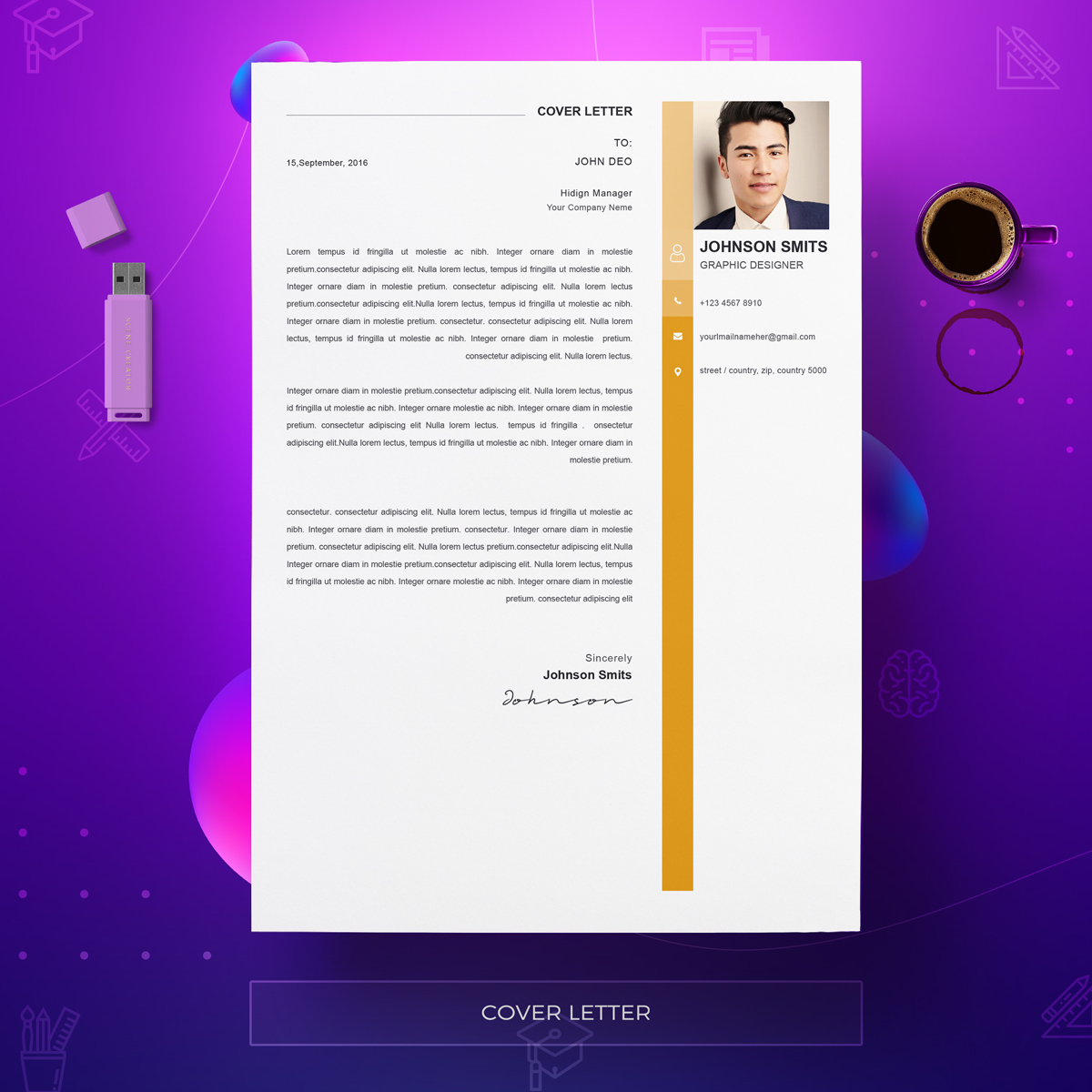 Download Резюме "Smith Resume Template" / Smith Resume Template - Резюме на тему графика a4 clean resume cv doc elegant template indesign infographic modern professional creative design minimal pages portfolio word us letter