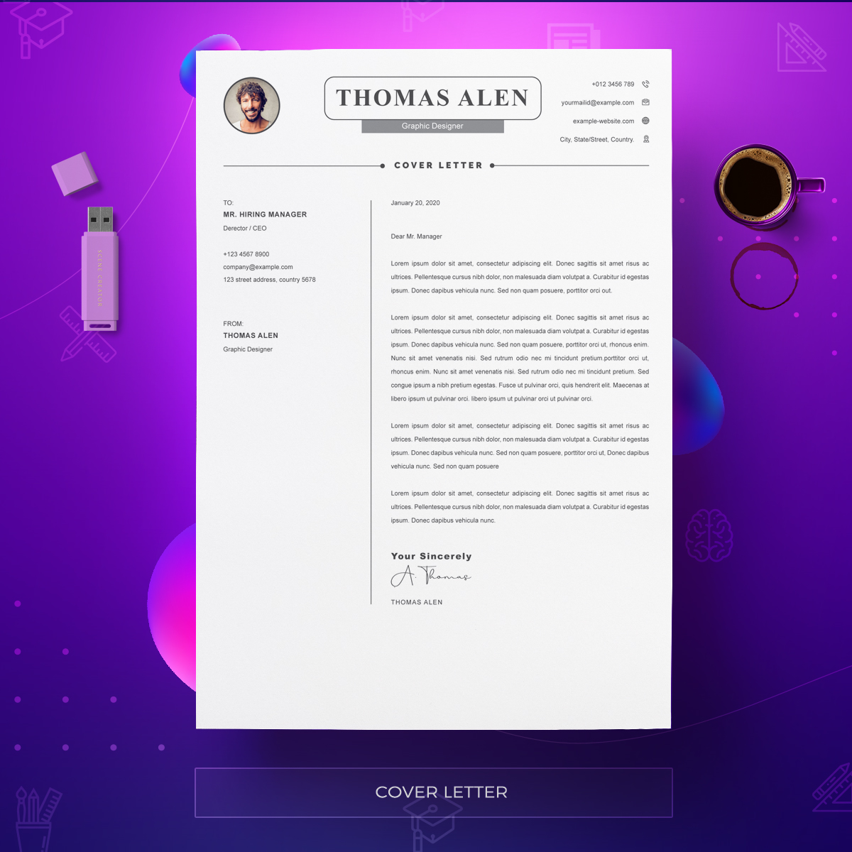 Download Резюме "Thomas Resume Template" / Thomas Resume Template - Резюме на тему графика a4 clean resume cv doc elegant template indesign infographic modern professional creative design minimal pages portfolio word us letter