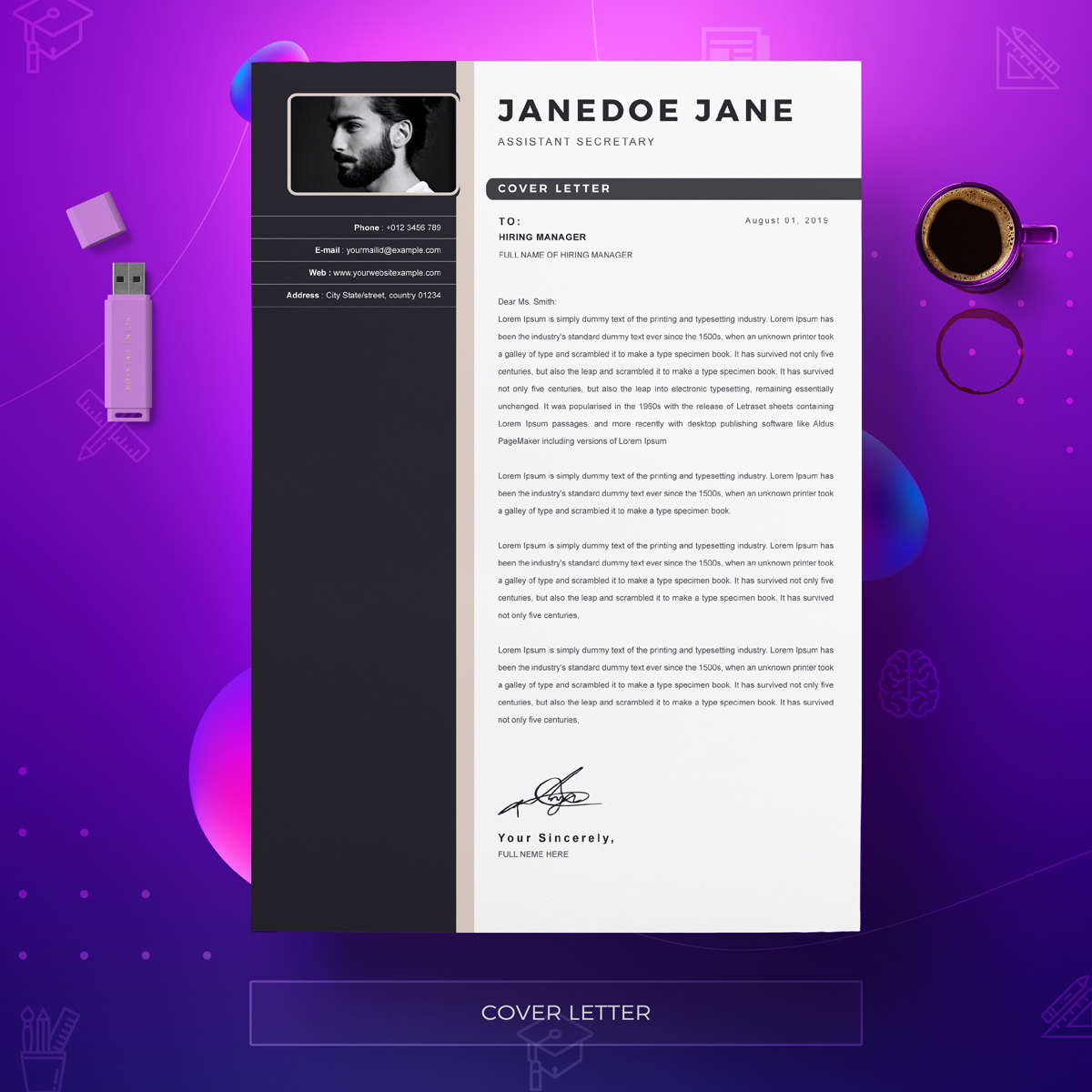 Download Резюме "Jane Resume Template" / Jane Resume Template - Резюме на тему графика a4 clean resume cv doc elegant template indesign infographic modern professional creative design minimal pages portfolio word us letter