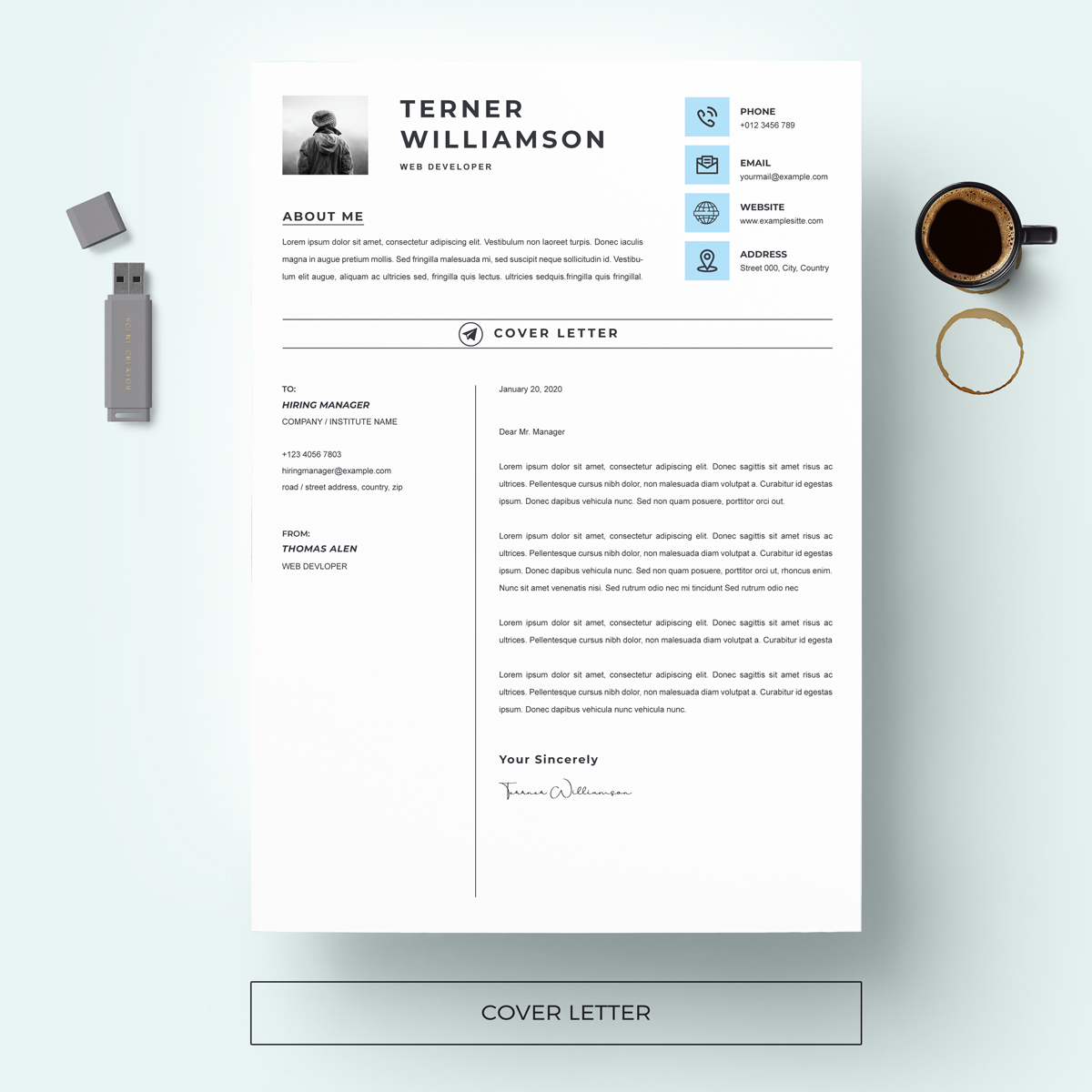 Download Резюме "Terner Resume Template" / Terner Resume Template - Резюме на тему графика a4 clean resume cv doc elegant template indesign infographic modern professional creative design minimal pages portfolio word us letter