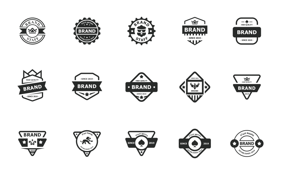 Download Шаблон логотипа "Modern Badge Pack Logo Template" / Modern Badge Pack Logo Template - Шаблон логотипа на тему графика agency bank brand logo calligraphic letter r classic security corporate crests decorative elegant emblem fashion finance business flourish furniture gothic