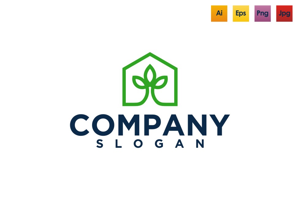 Download Шаблон логотипа "LEAF HOME Logo Template" / LEAF HOME Logo Template - Шаблон логотипа на тему графика home real estate leaf buildingundefined