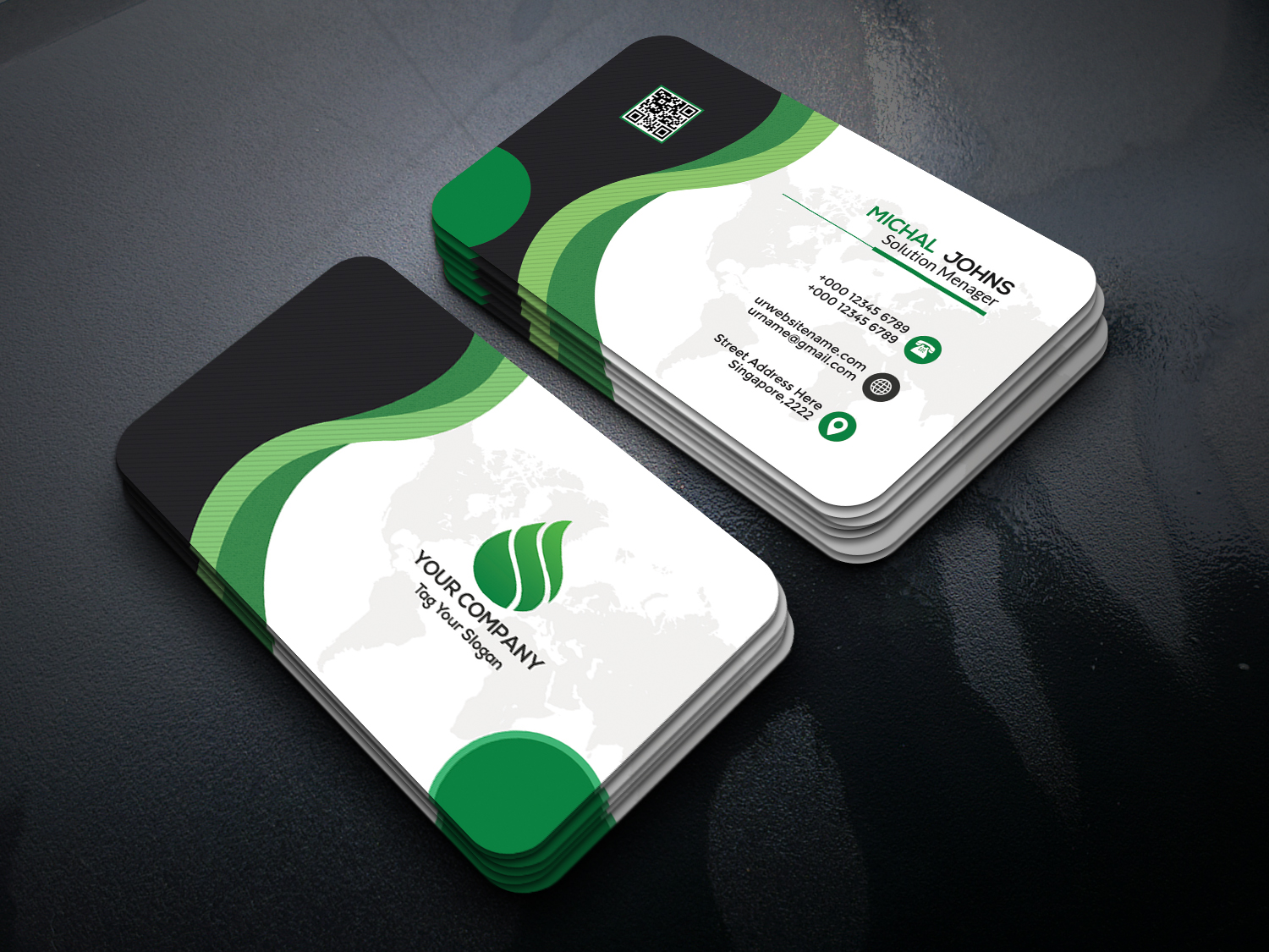 Download Фирменный стиль "Business Card - Corporate Identity Template" / Business Card - Corporate Identity Template - Фирменный стиль на тему графика black blue business card design clean corporate creative cyan elegant green line minimalist modern template orange personal photoshop print red