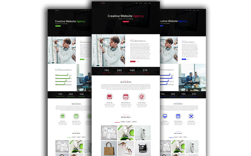 Download PSD шаблон "CRComp-Creative Agency PSD Template" / CRComp-Creative Agency PSD Template - PSD шаблон на тему информационные технологии 