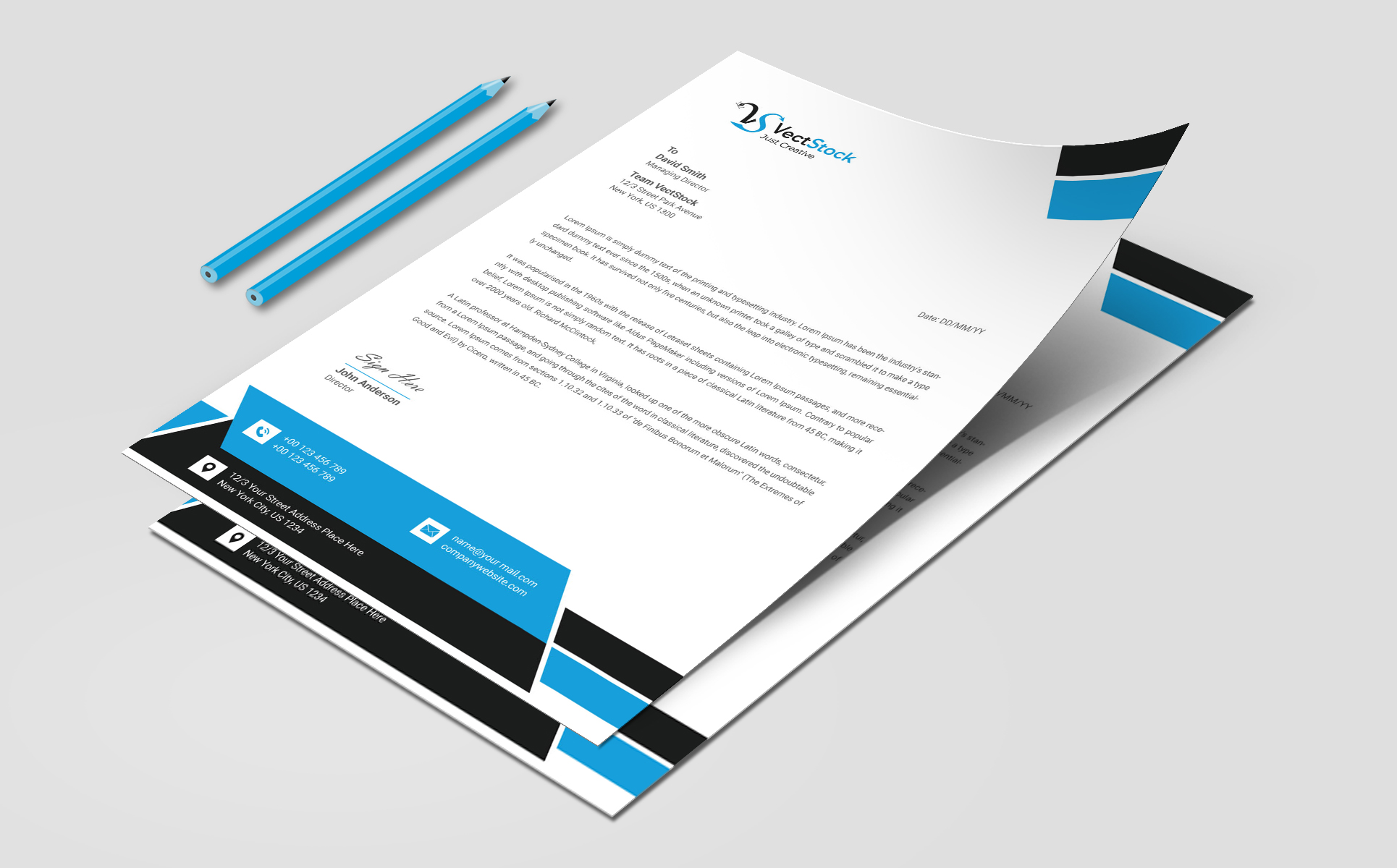 Download Фирменный стиль "Letterhead - Corporate Identity Template" / Letterhead - Corporate Identity Template - Фирменный стиль на тему графика business letterhead corporate creative elegent english style eps graphic illustrator landscape letterhead design pad modern design official print professional shape