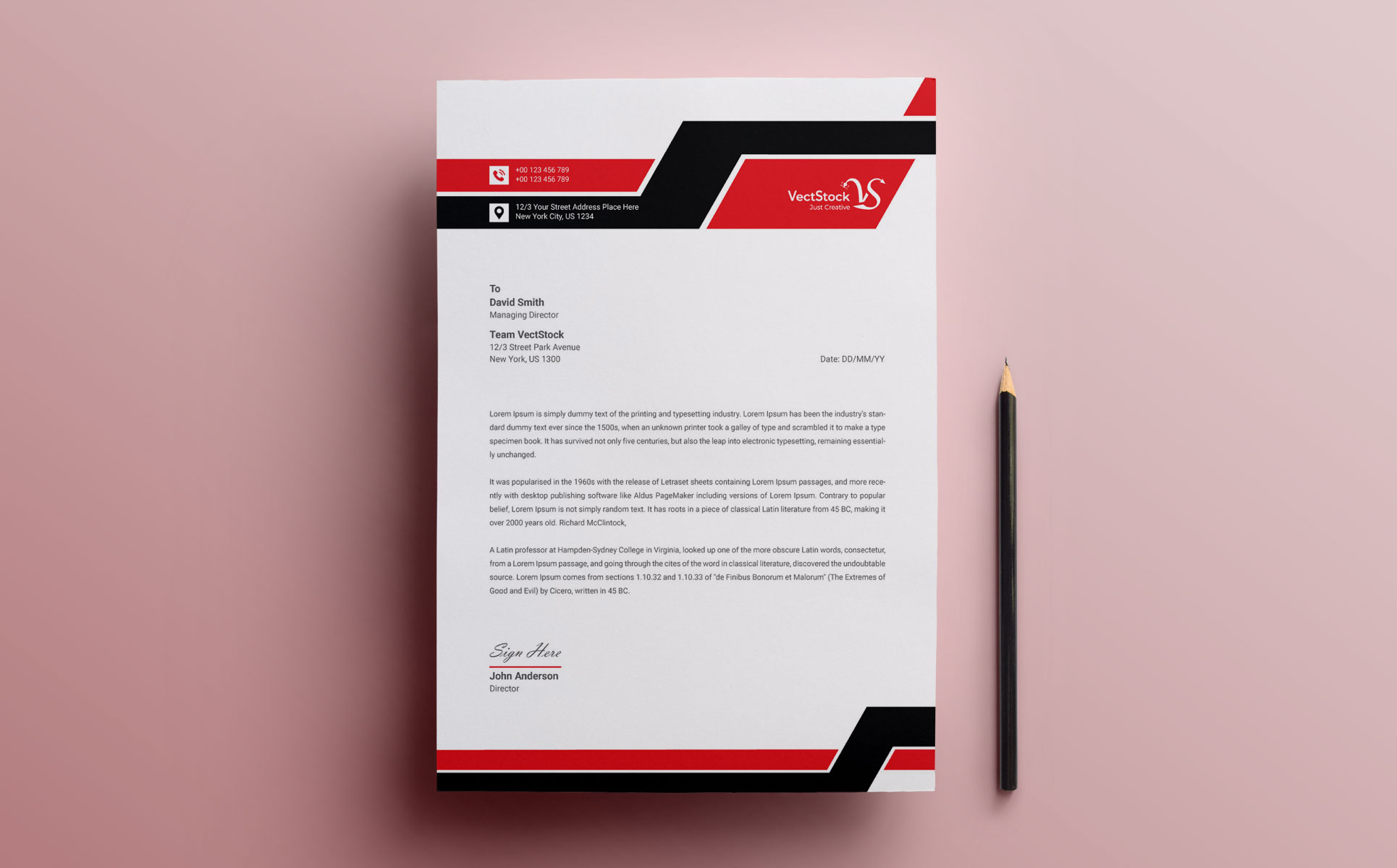 Download Фирменный стиль "Letterhead - Corporate Identity Template" / Letterhead - Corporate Identity Template - Фирменный стиль на тему графика brand branding business letterhead clean corporate identity creative dark design pad template line modern presentation professional psd red stationery us
