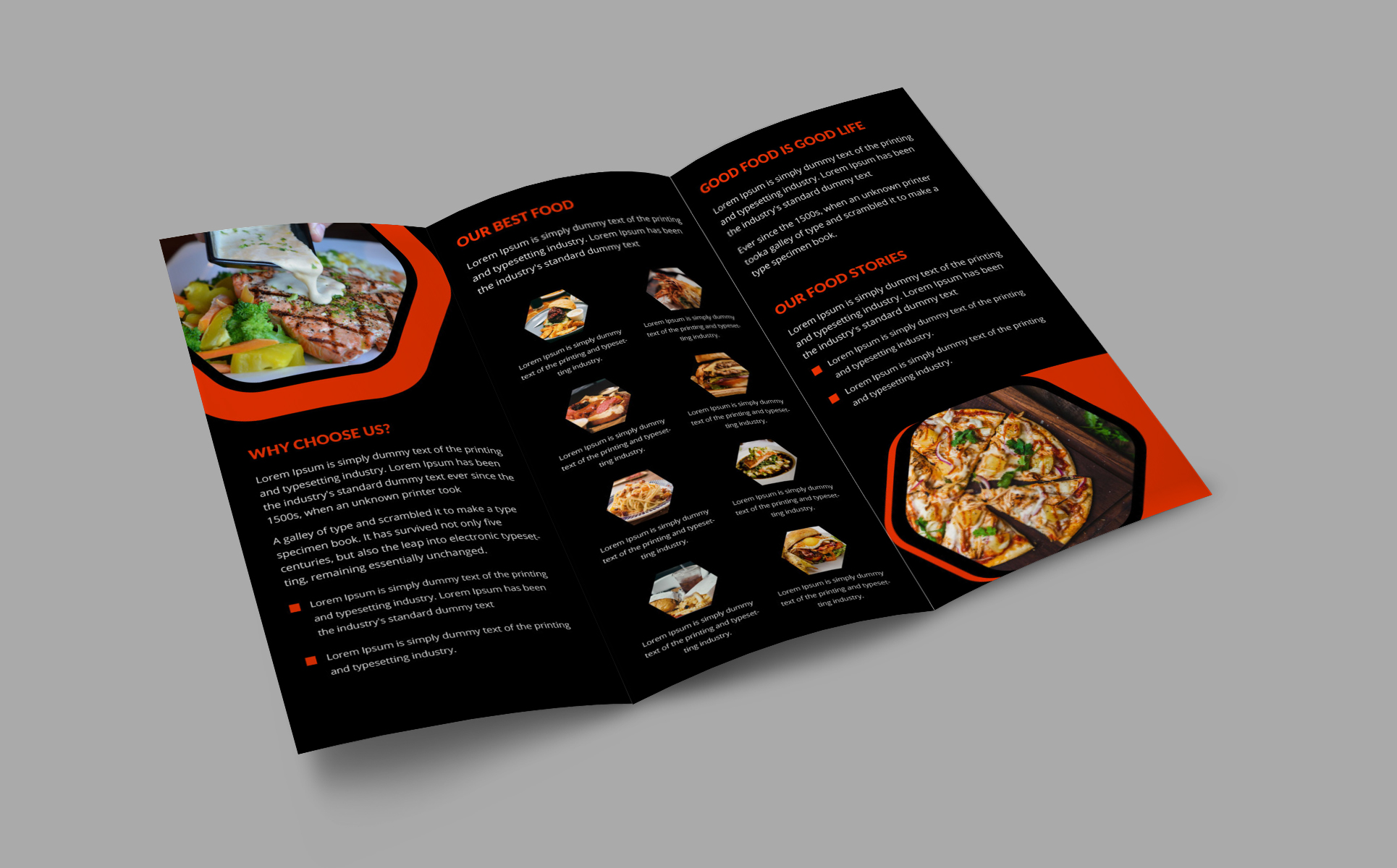Download Фирменный стиль "Restaurant tri fold brochure - Corporate Identity Template" / Restaurant tri fold brochure - Corporate Identity Template - Фирменный стиль на тему графика brochure restaurant tri-fold brochure menu flyer poster cover design template template layout leaflet color promotion catalog bi-fold document trifold bifold