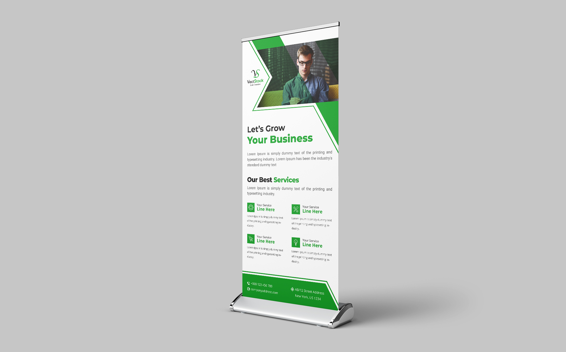 Download Фирменный стиль "Business Roll Up Banner - Corporate Identity Template" / Business Roll Up Banner - Corporate Identity Template - Фирменный стиль на тему графика banner abstract signage stand banner board business corporate bundle set collection display identity information mock up modern presentation ribbon roll