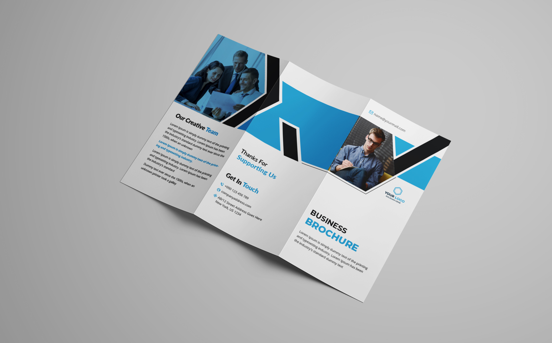 Download Фирменный стиль "Trifold Brochure - Corporate Identity Template" / Trifold Brochure - Corporate Identity Template - Фирменный стиль на тему графика brochure tri-fold brochure flyer poster business template template catalog corporate trifold bifold print page trend tri flyer cover identity company