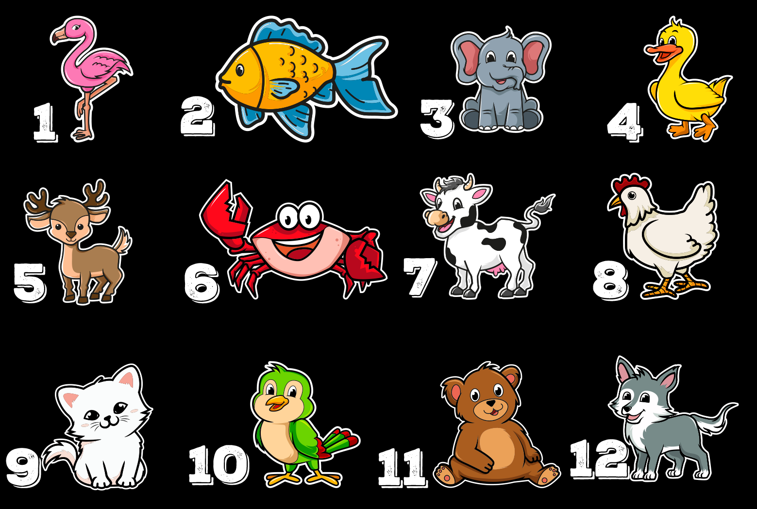 Download Иллюстрация "25 Cute Animal Bundle - Illustration" / 25 Cute Animal Bundle - Illustration - Иллюстрация на тему графика animal bundle svg cat fox shark png vector pig flamingo horse llama wolf fish monkey bear bird cow crab deer