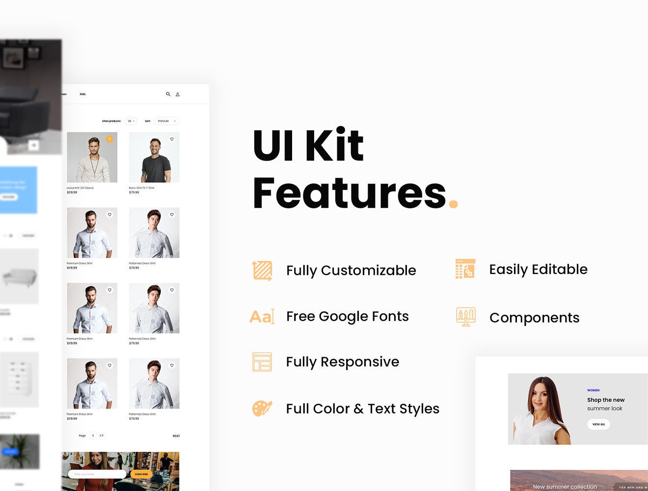 Download UI элементы "E-commerce catalogue UI Kit " / E-commerce catalogue UI Kit  - Адаптивный UI элементы на тему графика e-commerce product catalogue fashion bestseller store ui ux