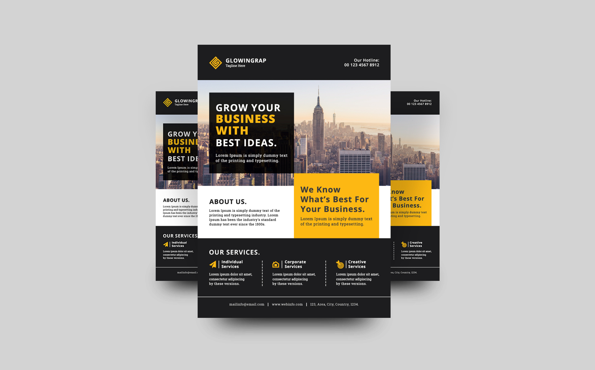 Download Фирменный стиль "Glowingrap - Advertising Flyer - Corporate Identity Template" / Glowingrap - Advertising Flyer - Corporate Identity Template - Фирменный стиль на тему графика flyer design corporate creative marketing branding professional simple smart banner poster printing