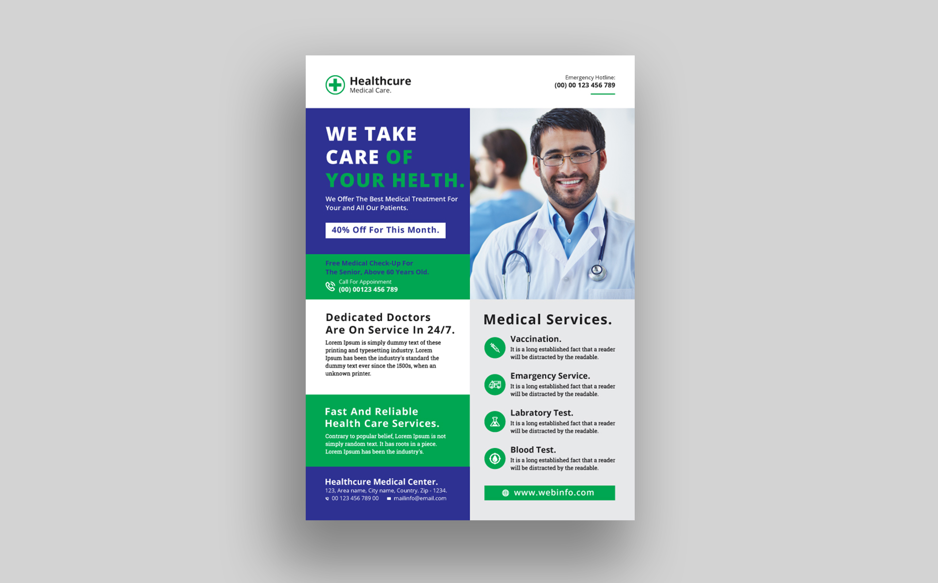 Download Фирменный стиль "Hospital Flyer - Corporate Identity Template" / Hospital Flyer - Corporate Identity Template - Фирменный стиль на тему графика flyer flyerdesign design medicalflyer clinic lab doctor hospital treatement marketing branding professional official