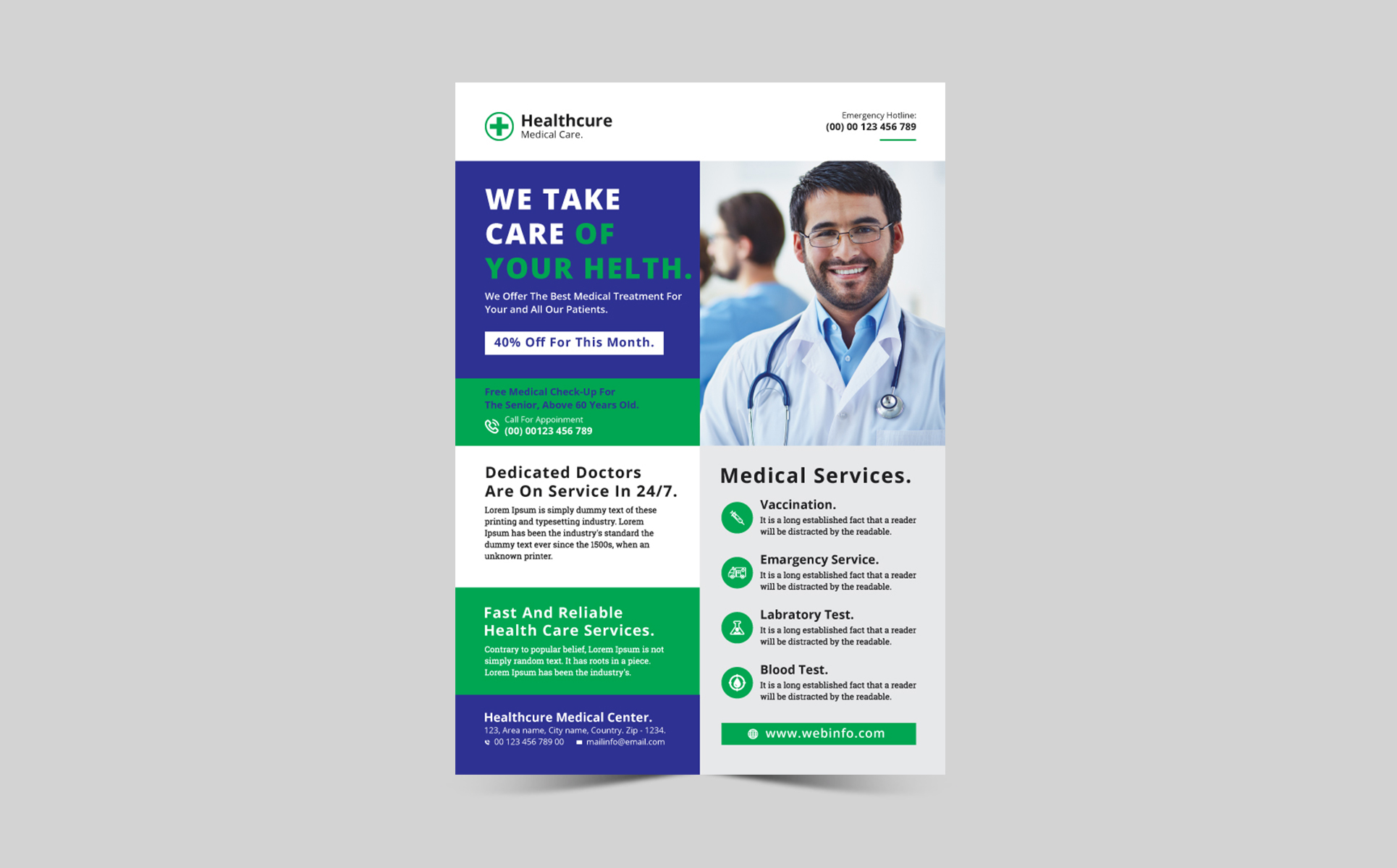 Download Фирменный стиль "Hospital Flyer - Corporate Identity Template" / Hospital Flyer - Corporate Identity Template - Фирменный стиль на тему графика flyer flyerdesign design medicalflyer clinic lab doctor hospital treatement marketing branding professional official