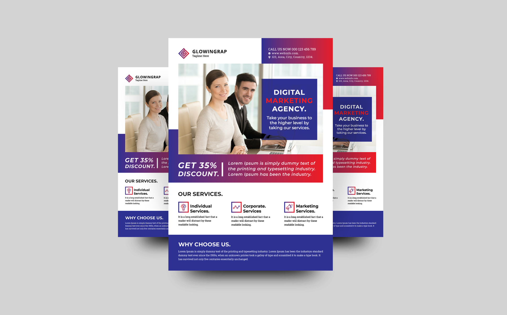 Download Фирменный стиль "Glowingrap - Agency Flyer - Corporate Identity Template" / Glowingrap - Agency Flyer - Corporate Identity Template - Фирменный стиль на тему графика branding corporate flyer creative design marketing ui vector professional clean multipurpose business modern graphic illustration