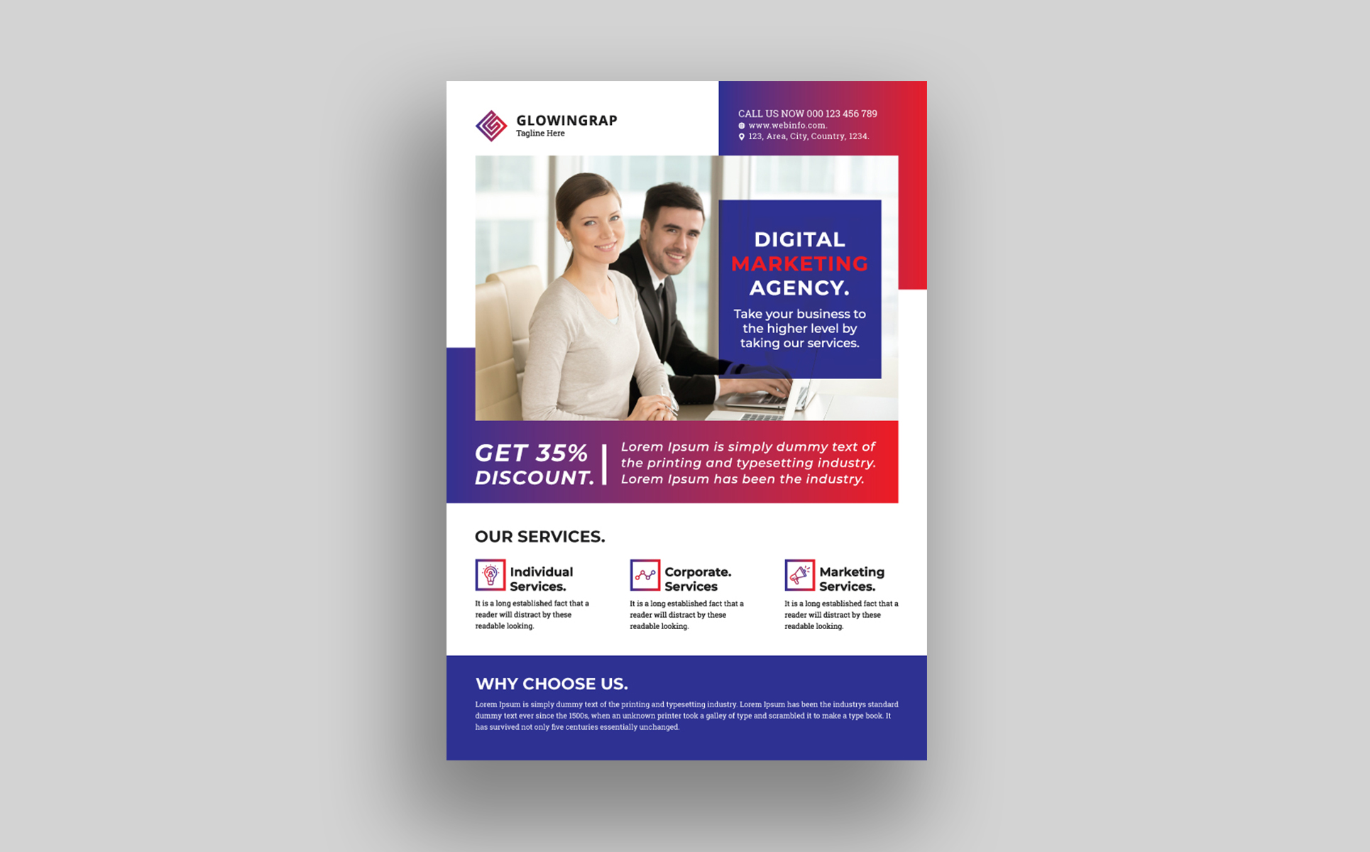 Download Фирменный стиль "Glowingrap - Agency Flyer - Corporate Identity Template" / Glowingrap - Agency Flyer - Corporate Identity Template - Фирменный стиль на тему графика branding corporate flyer creative design marketing ui vector professional clean multipurpose business modern graphic illustration