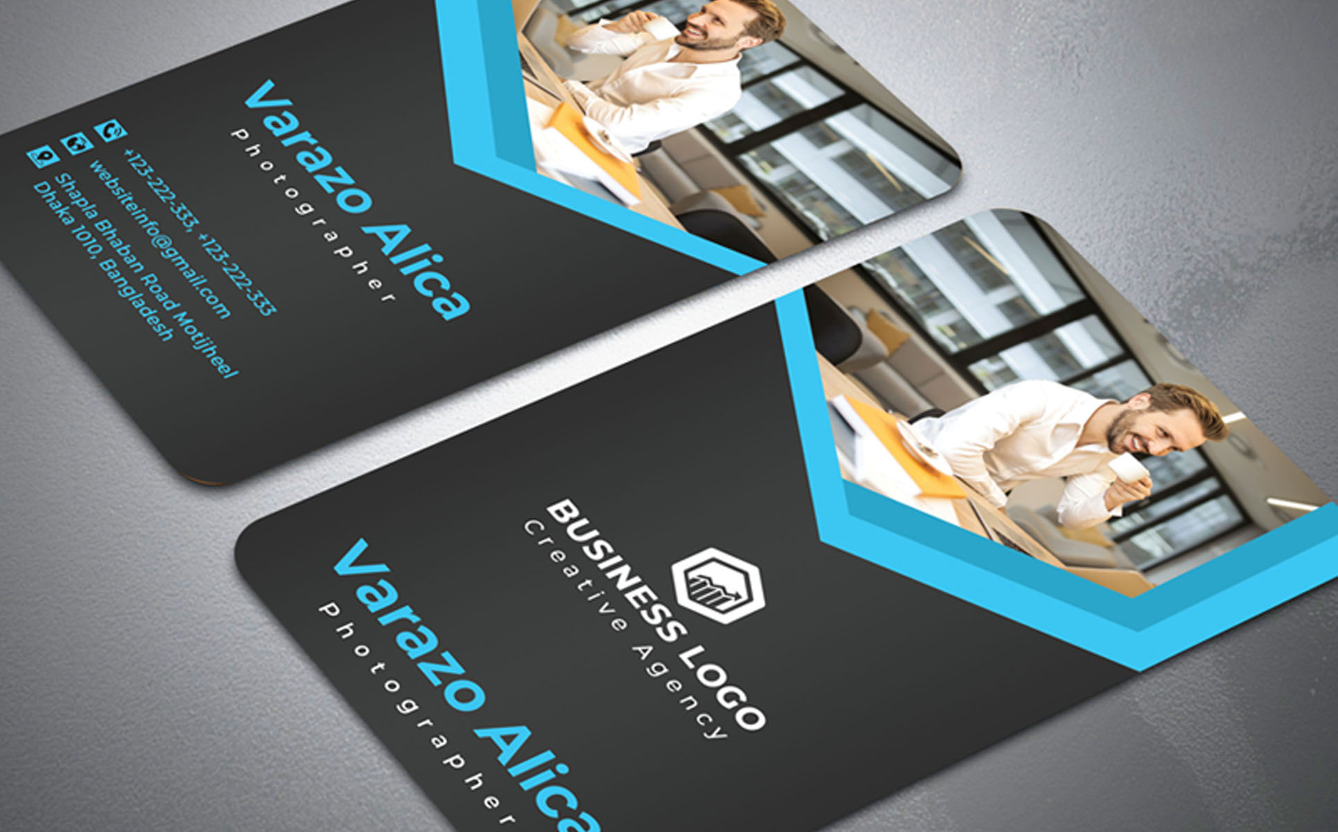 Download Фирменный стиль "Creative Business card - Corporate Identity Template" / Creative Business card - Corporate Identity Template - Фирменный стиль на тему графика black,blue,business,card,design,clean,corporate,creative,cyan,orange,personal,photoshop,template,print,red,simple,stylish,trendy,elegant,geniuspoint