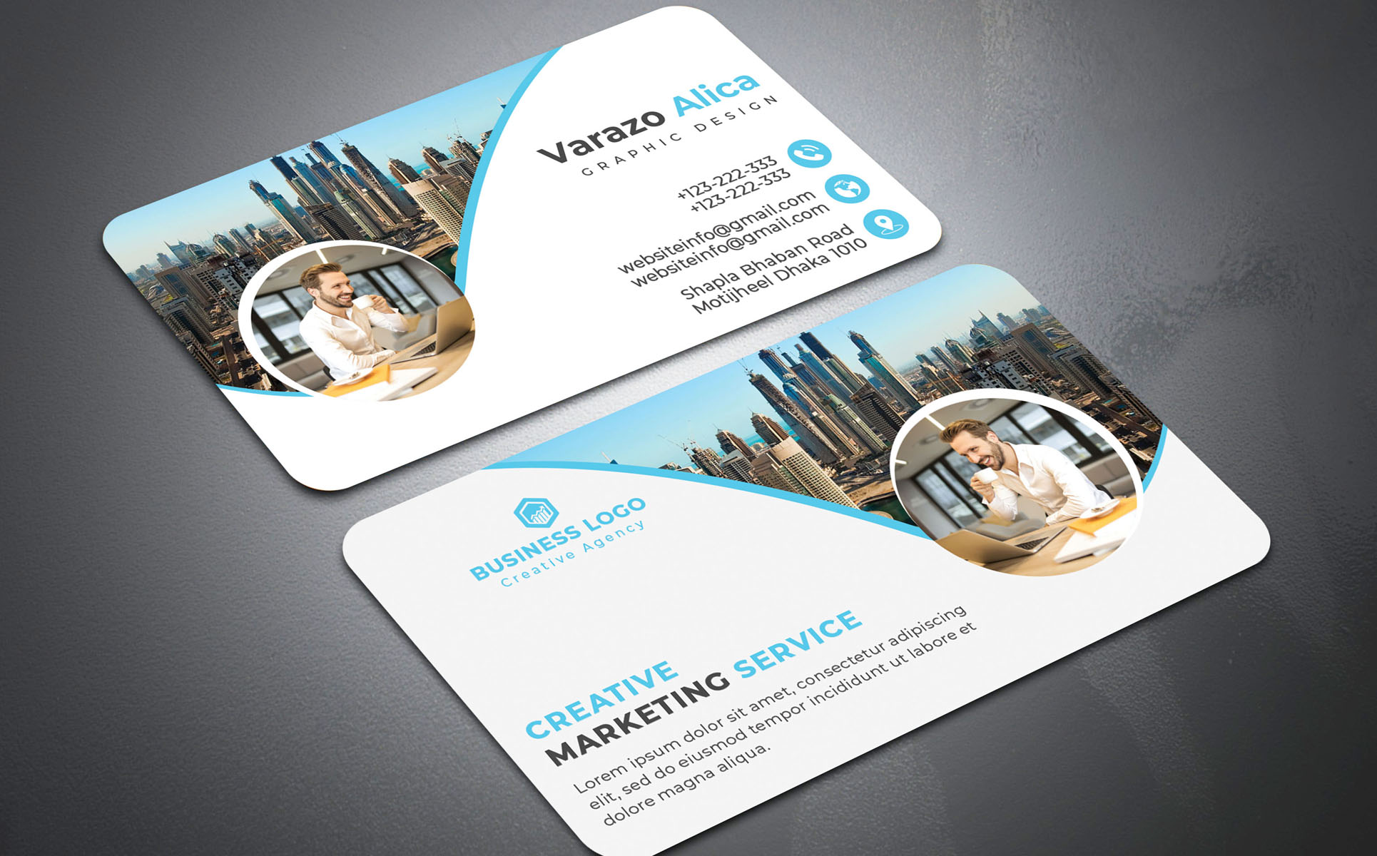 Download Фирменный стиль "Creative Business Card - Corporate Identity Template" / Creative Business Card - Corporate Identity Template - Фирменный стиль на тему графика agency,black,blue,business,card,clean,cmyk,company,corporate,creative,design,elegant,green,modern,orange,original,outstanding,photoshop,print,ready
