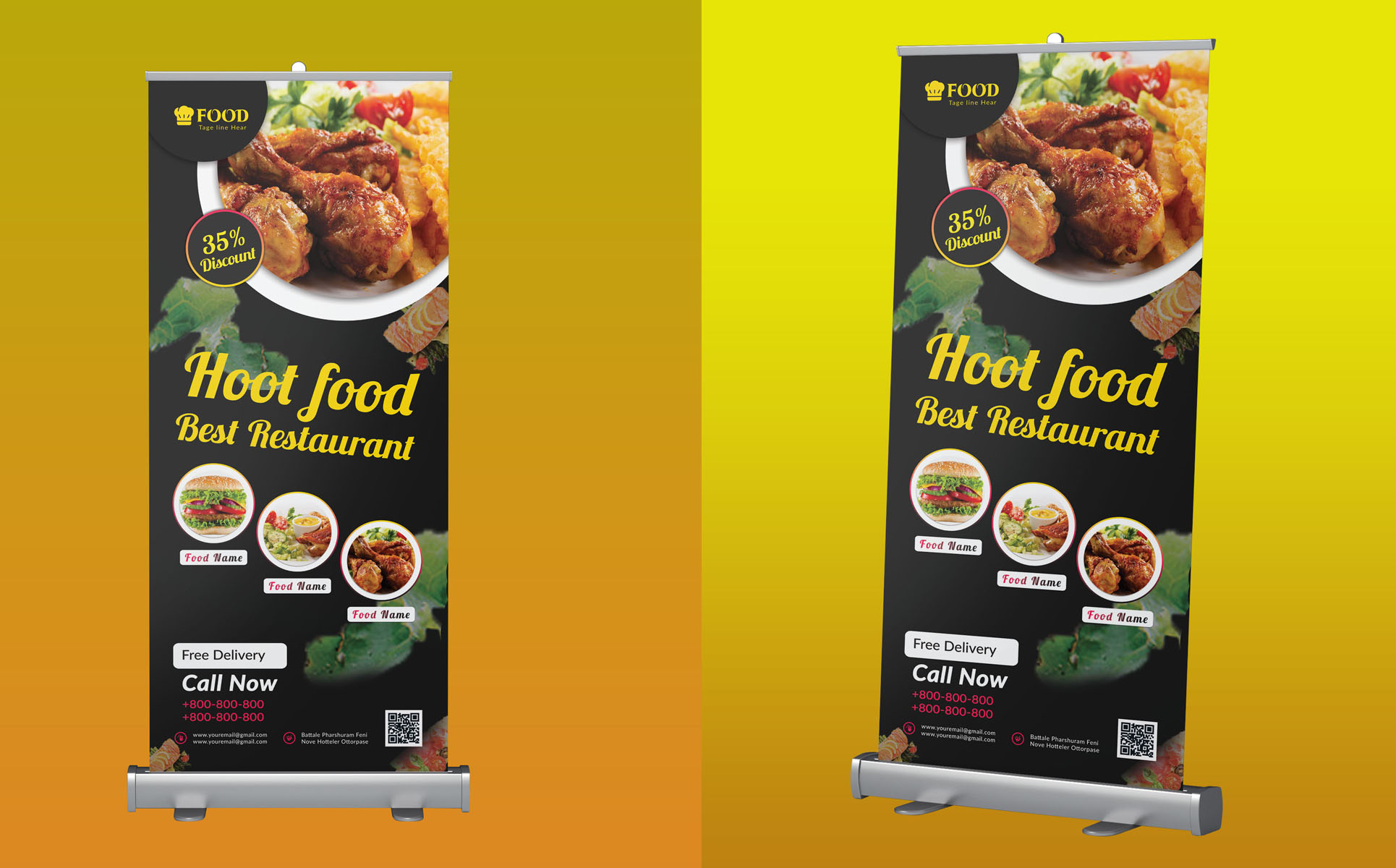 Download Фирменный стиль "Restaurant Roll up Banner - Corporate Identity Template" / Restaurant Roll up Banner - Corporate Identity Template - Фирменный стиль на тему графика ad,advert,banner,banners,bar,burger,cheese,delicious,design,dinner,discount,fire,flame,flyer,food,fries,graphics,grill,hot,lunch
