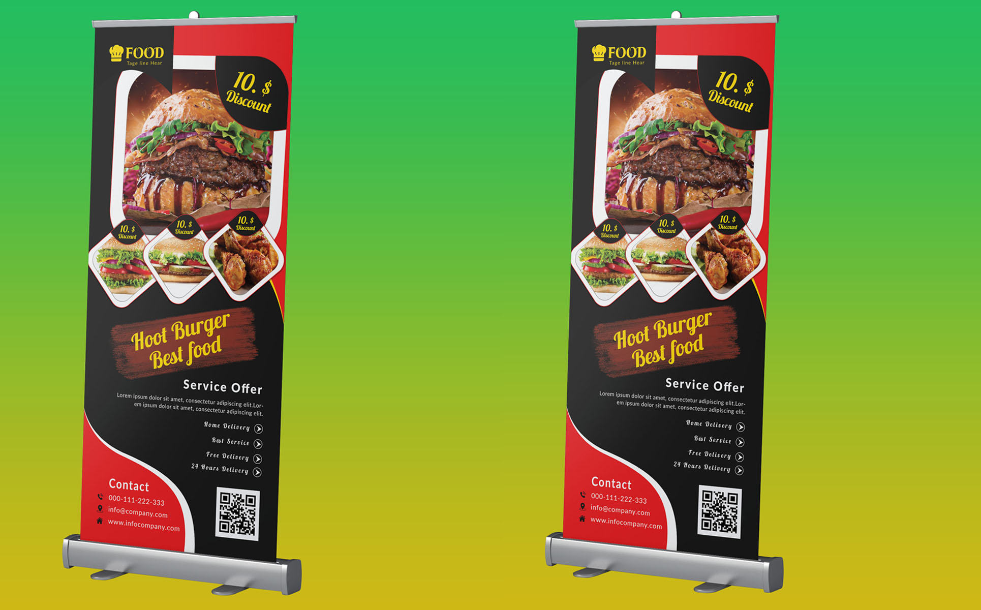 Download Фирменный стиль "Restaurant Roll up Banner - Corporate Identity Template" / Restaurant Roll up Banner - Corporate Identity Template - Фирменный стиль на тему графика ad,advert,banner,banners,bar,burger,cheese,delicious,design,dinner,discount,fire,flame,flyer,food,fries,graphics,grill,hot,lunch
