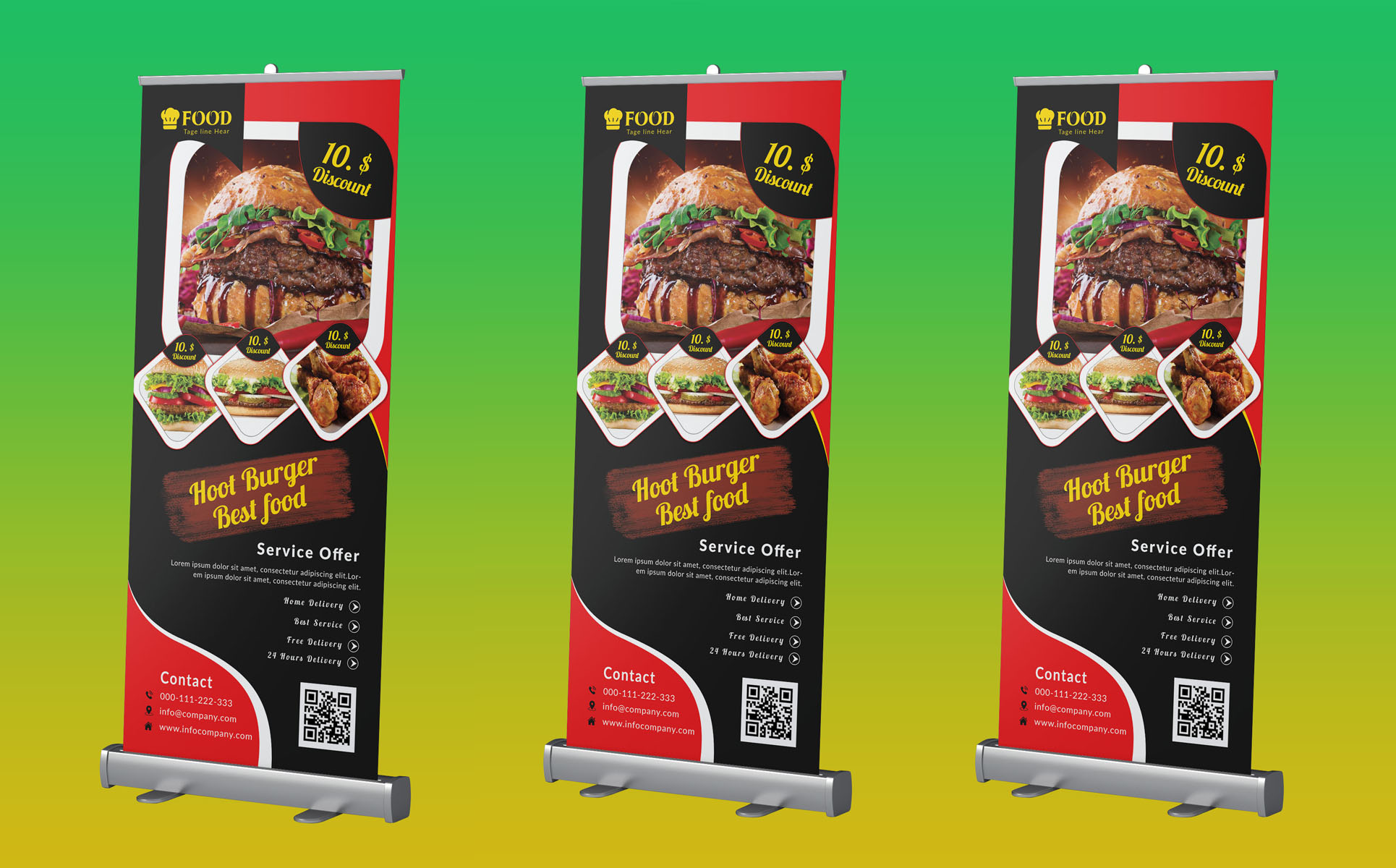 Download Фирменный стиль "Restaurant Roll up Banner - Corporate Identity Template" / Restaurant Roll up Banner - Corporate Identity Template - Фирменный стиль на тему графика ad,advert,banner,banners,bar,burger,cheese,delicious,design,dinner,discount,fire,flame,flyer,food,fries,graphics,grill,hot,lunch