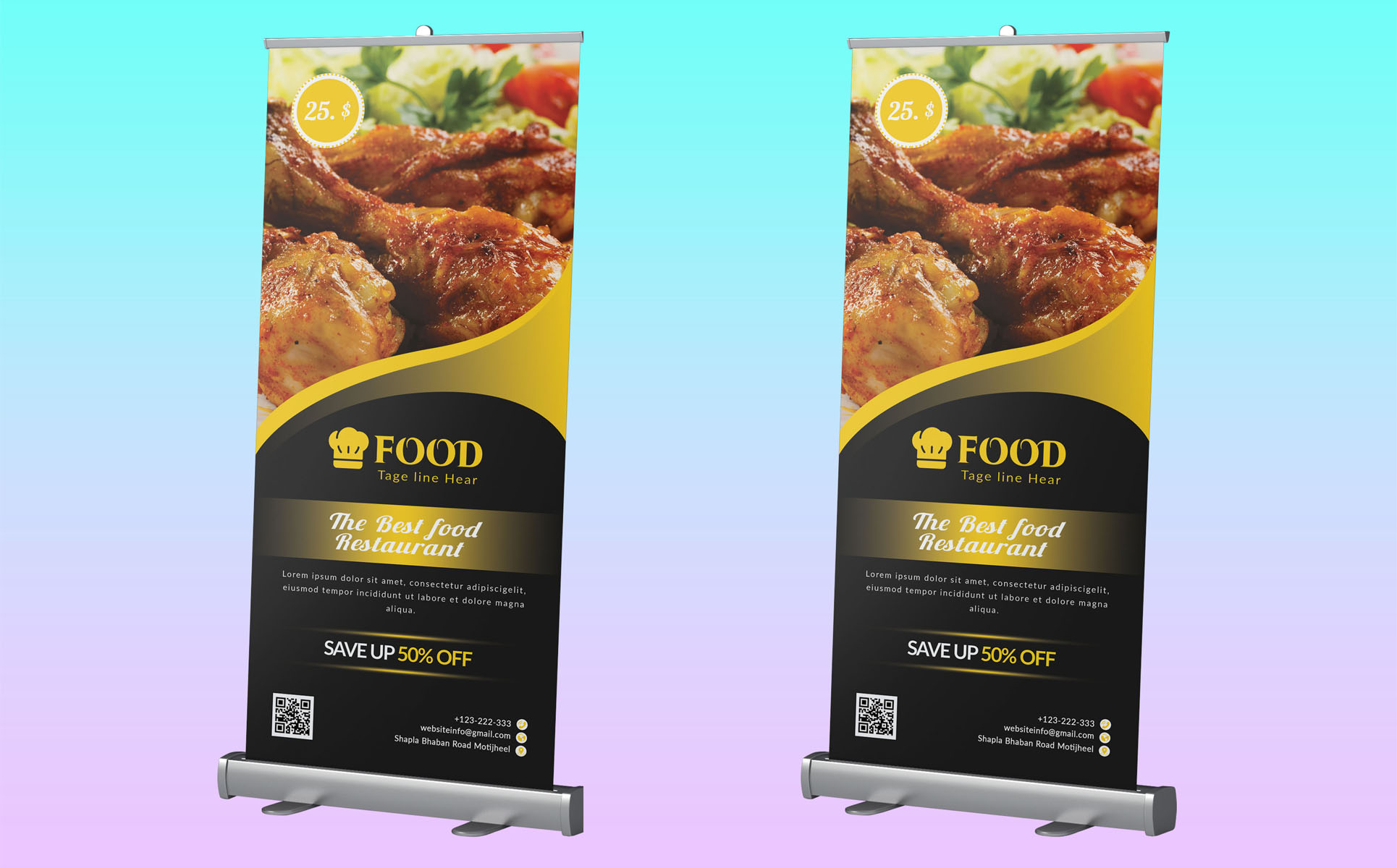 Download Фирменный стиль "Restaurant Roll up Banner - Corporate Identity Template" / Restaurant Roll up Banner - Corporate Identity Template - Фирменный стиль на тему графика advertising,banner,stand,template,banners,business,clean,commerce,corporate,creative,delicious,drink,fast,food,promotion,indoor,modern,multipurpose,outdoor,print
