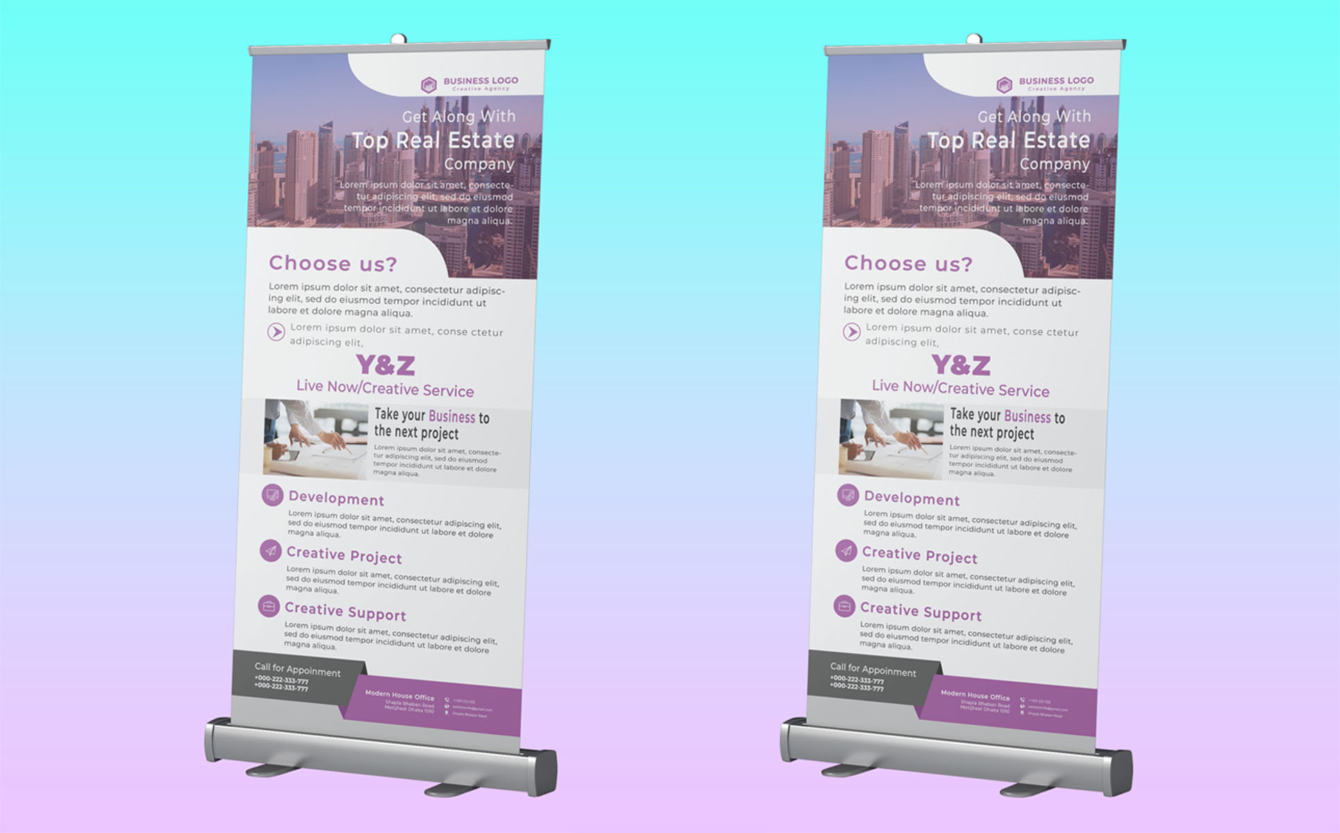 Download Фирменный стиль "Business roll up Banner - Corporate Identity Template" / Business roll up Banner - Corporate Identity Template - Фирменный стиль на тему графика ad,advert,advertisement,banners,blue,business,college,corporate,dark,design,display,education,green,insurance,outdoor,professional,promotion,real,estate,roll