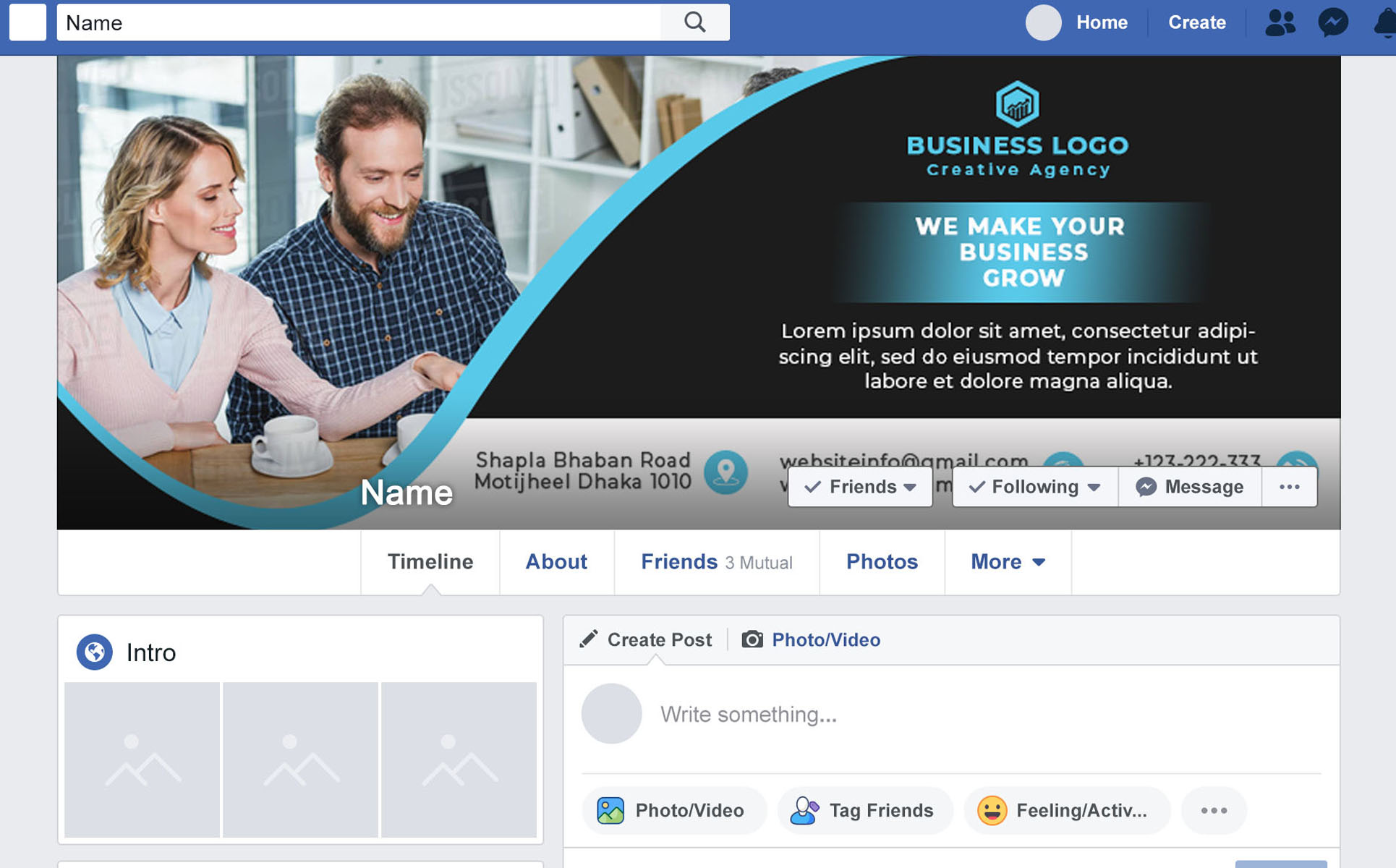 Download Шаблон для соцсетей "Business Facebook cover Photo Social Media Template" / Business Facebook cover Photo Social Media Template - Шаблон для соцсетей на тему графика business,corporate,cover,elegant,facebook,icons,line,marketing,modern,new,profile,social,media