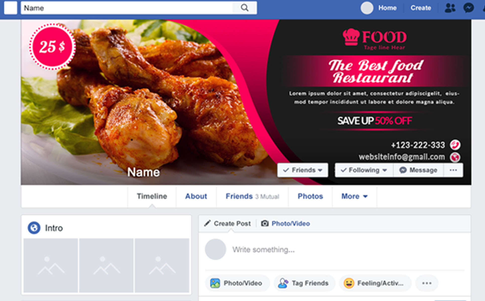 Download Шаблон для соцсетей "Restaurant Facebook Cover Social Media Template" / Restaurant Facebook Cover Social Media Template - Шаблон для соцсетей на тему графика banners,blog,cover,company,facebook,timeline,covers,page,fb,banner,fb,food,modern,multipurpose,restaurant,social,media,web