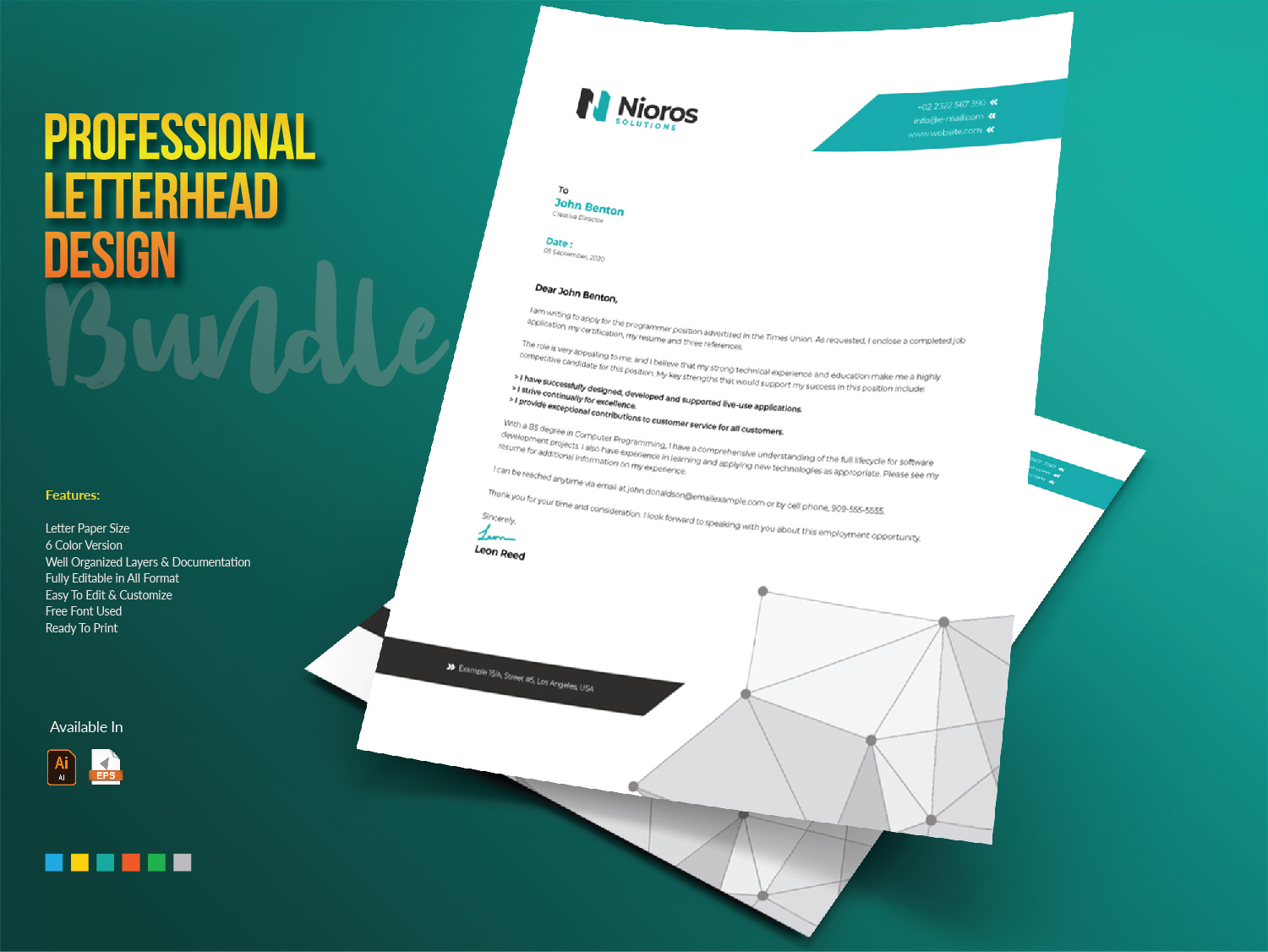 Download Фирменный стиль "Letterhead Design - Corporate Identity Template" / Letterhead Design - Corporate Identity Template - Фирменный стиль на тему графика letterhead template design bundle creative corporate identity business company brand branding blue black red professional clean stationery print letter