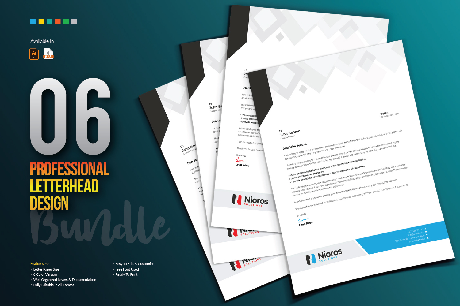 Download Фирменный стиль "Letterhead Design - Corporate Identity Template" / Letterhead Design - Corporate Identity Template - Фирменный стиль на тему графика letterhead design template bundle creative corporate professional brand branding identity clean business company letter black blue red print stationery