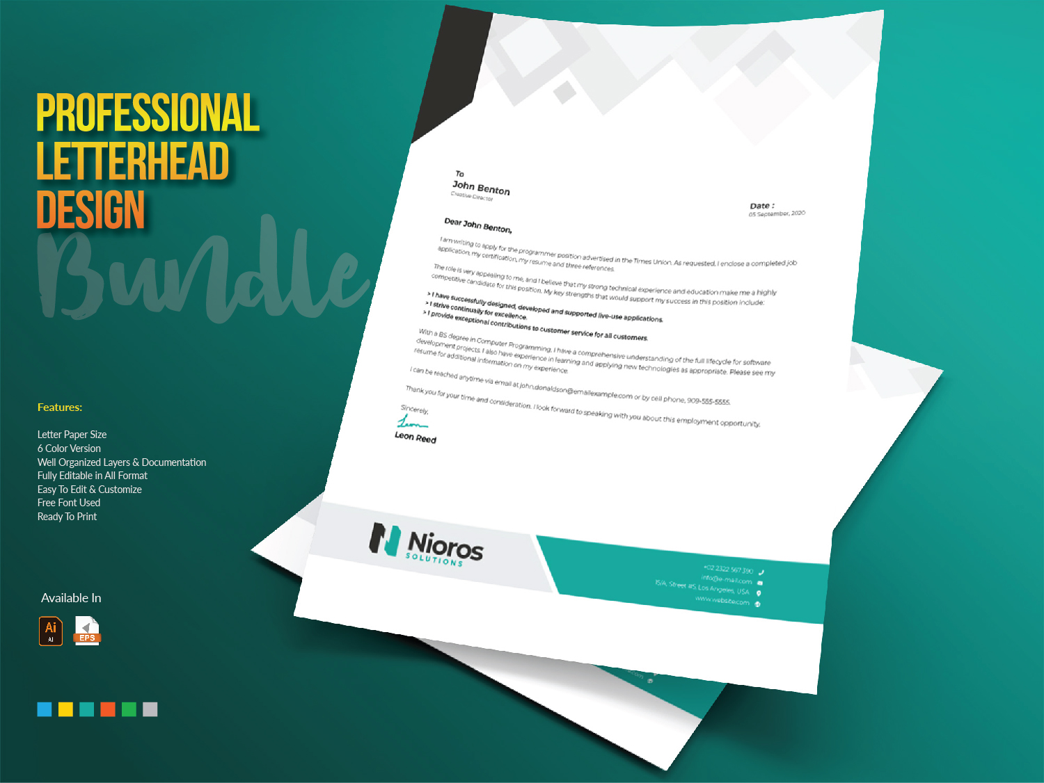 Download Фирменный стиль "Letterhead Design - Corporate Identity Template" / Letterhead Design - Corporate Identity Template - Фирменный стиль на тему графика letterhead design template bundle creative corporate professional brand branding identity clean business company letter black blue red print stationery