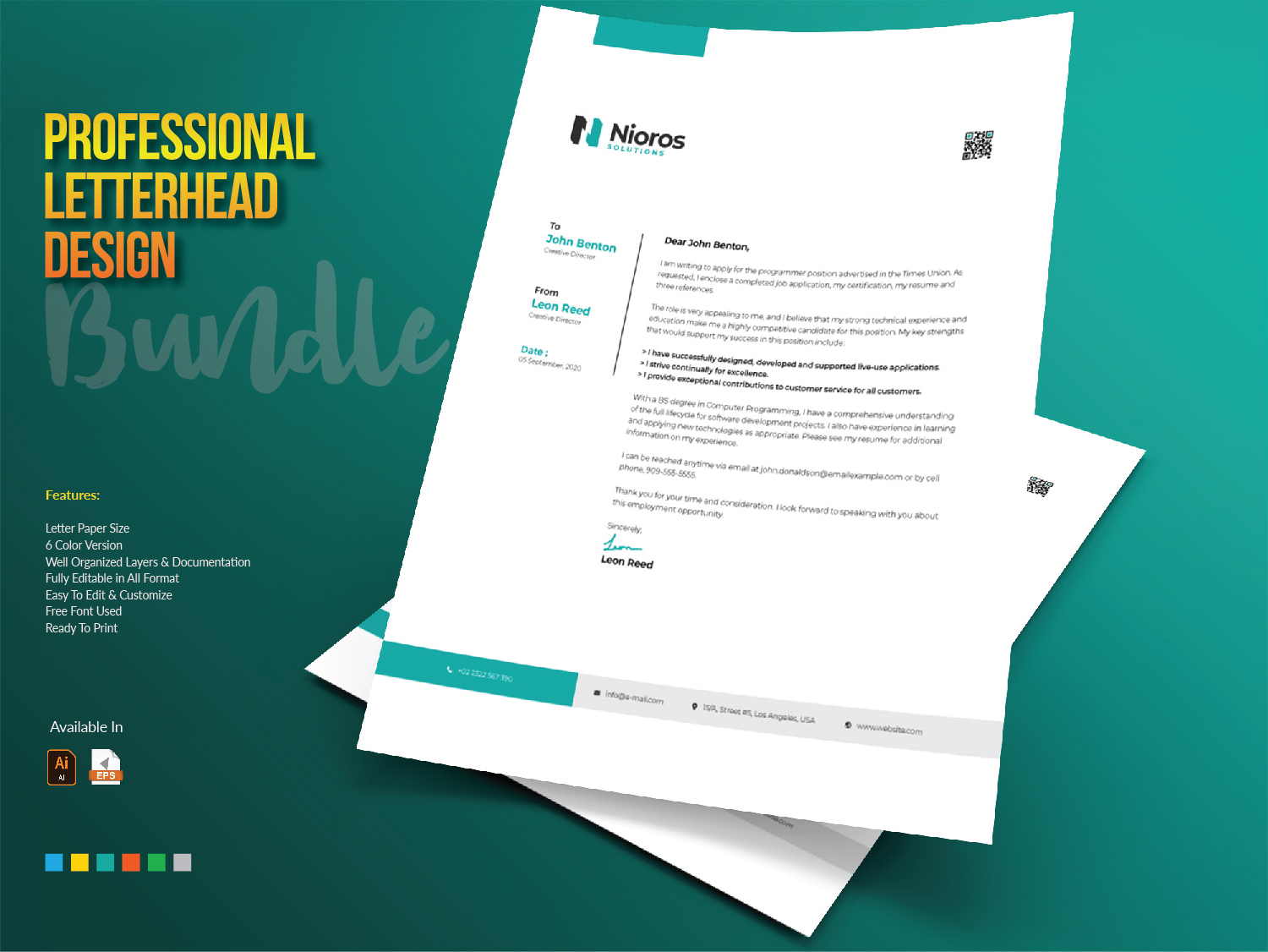 Download Фирменный стиль "Letterhead Design - Corporate Identity Template" / Letterhead Design - Corporate Identity Template - Фирменный стиль на тему графика letterhead design template bundle creative corporate business company brand branding identity stationery letter print red blue black professional clean cool