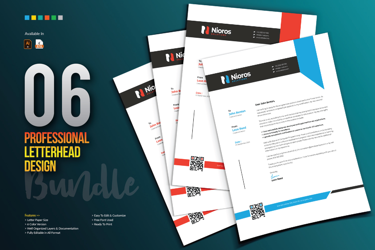 Download Фирменный стиль "Letterhead Design - Corporate Identity Template" / Letterhead Design - Corporate Identity Template - Фирменный стиль на тему графика letterhead design template bundle creative corporate clean professional print brand branding identity red blue business company agency