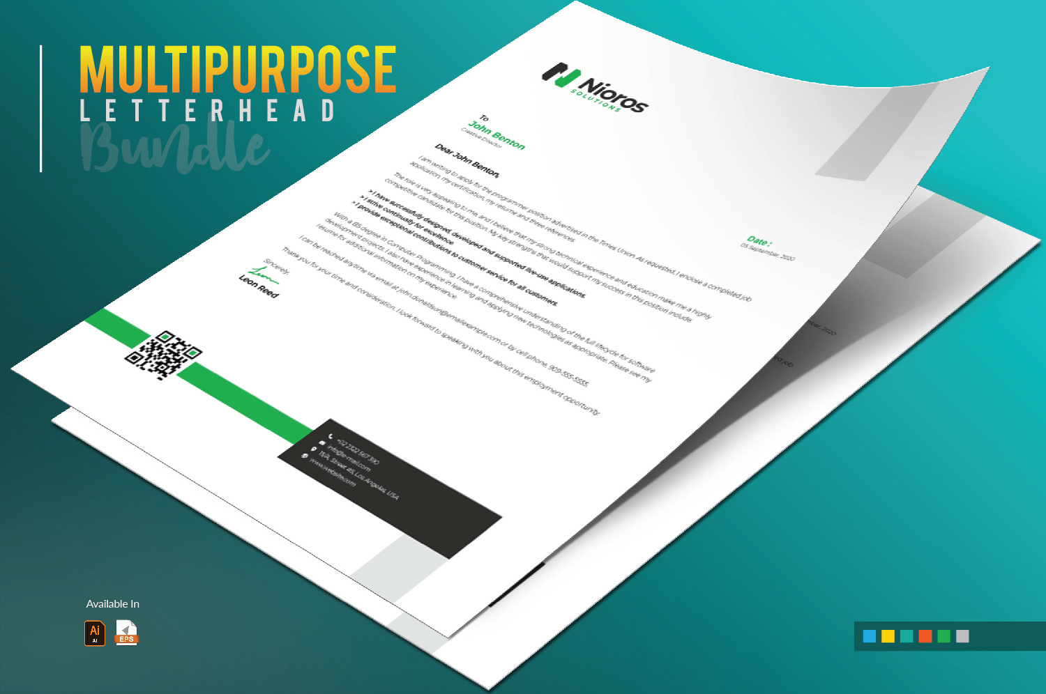 Download Фирменный стиль "Letterhead Design - Corporate Identity Template" / Letterhead Design - Corporate Identity Template - Фирменный стиль на тему графика letterhead design template bundle creative corporate clean professional business company letter print black blue red yellow brand branding identity