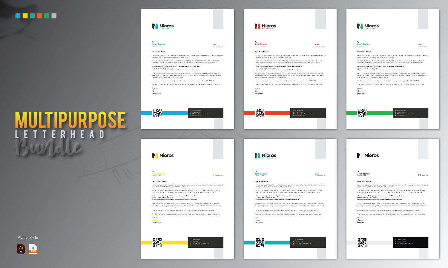 Download Фирменный стиль "Letterhead Design - Corporate Identity Template" / Letterhead Design - Corporate Identity Template - Фирменный стиль на тему графика letterhead design template bundle creative corporate clean professional business company letter print black blue red yellow brand branding identity