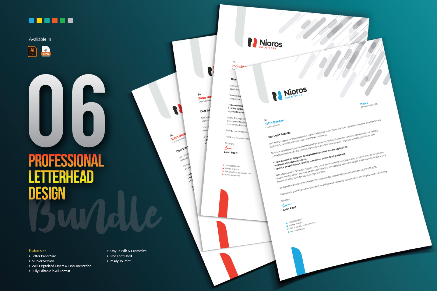 Download Фирменный стиль "Letterhead Design - Corporate Identity Template" / Letterhead Design - Corporate Identity Template - Фирменный стиль на тему графика letterhead stationery design template bundle creative corporate business company agency brand branding identity print letter blue red black